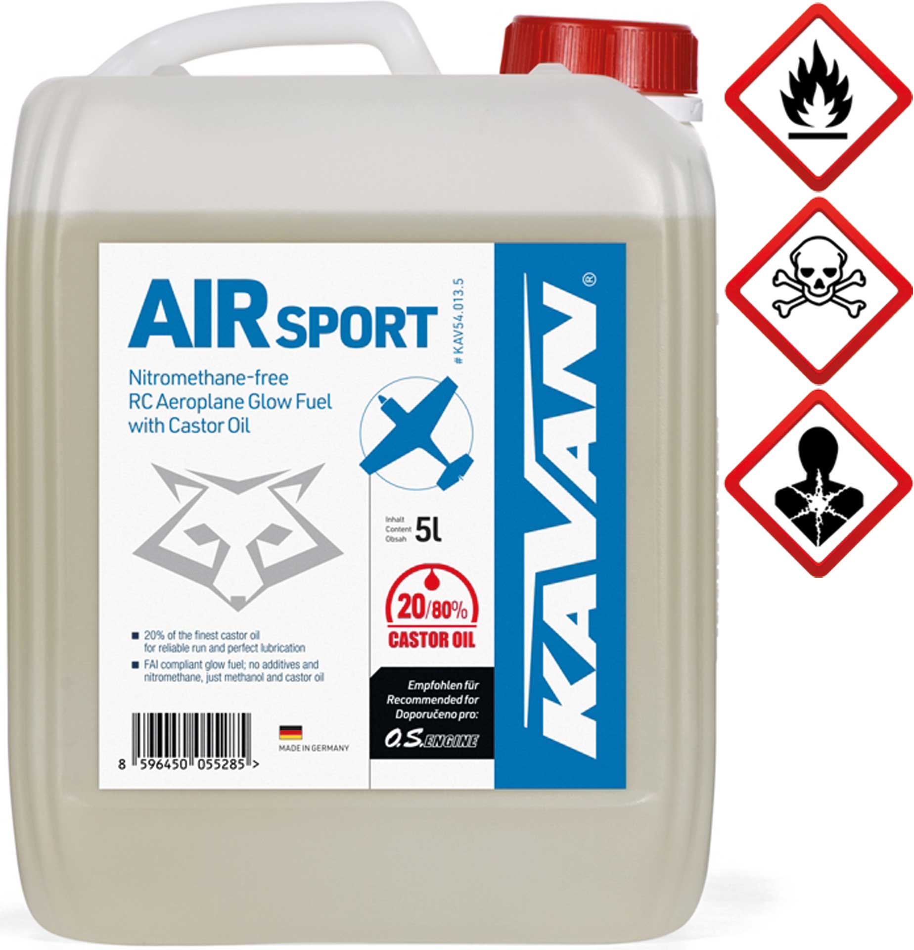 KAVAN Air Sport 20/80 5 Liter Kraftstoff, Sprit, Treibstoff für Glühzünder-Motoren