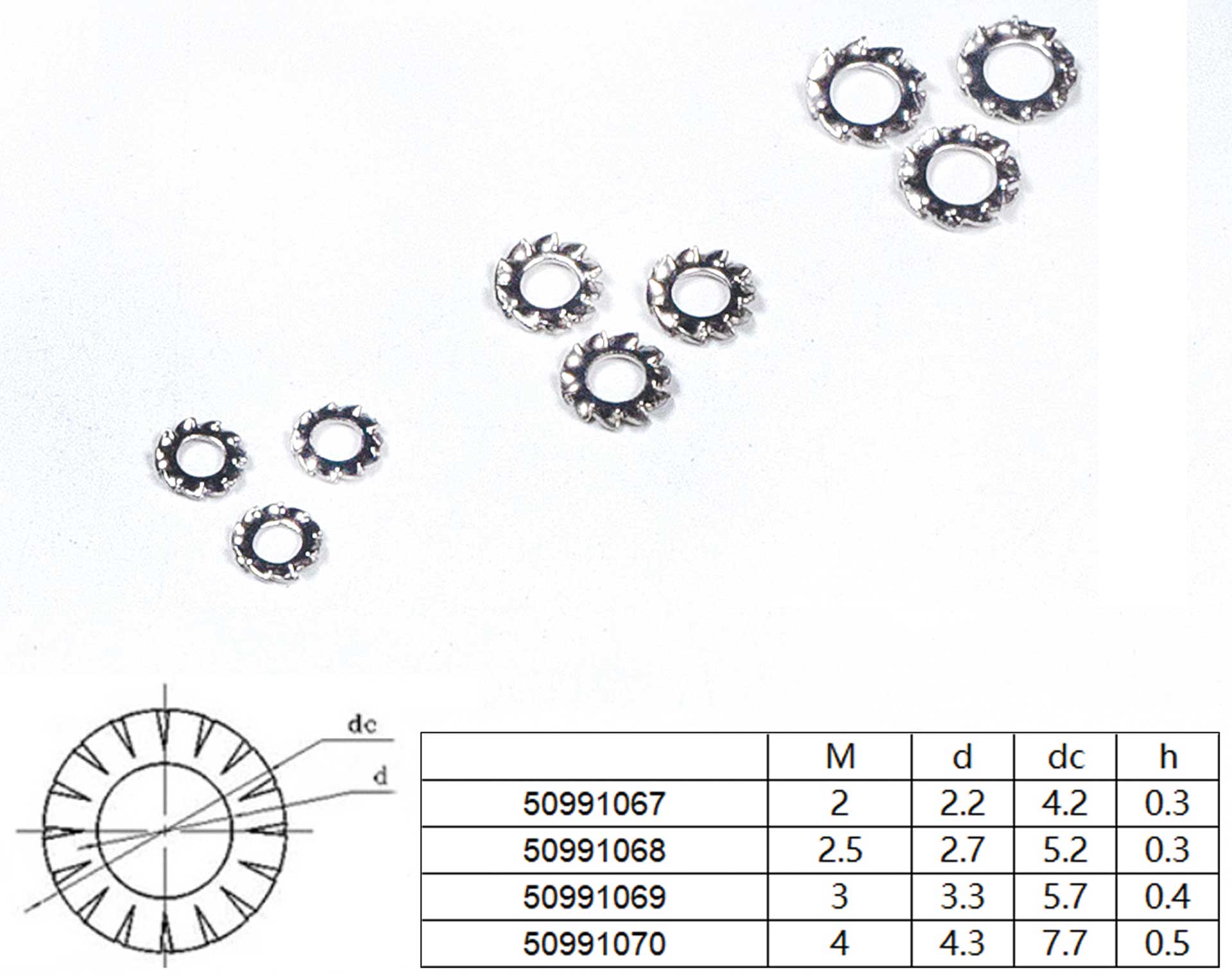 Robbe Modellsport Toothed lock washers M2 30pcs. stainless steel stainless steel