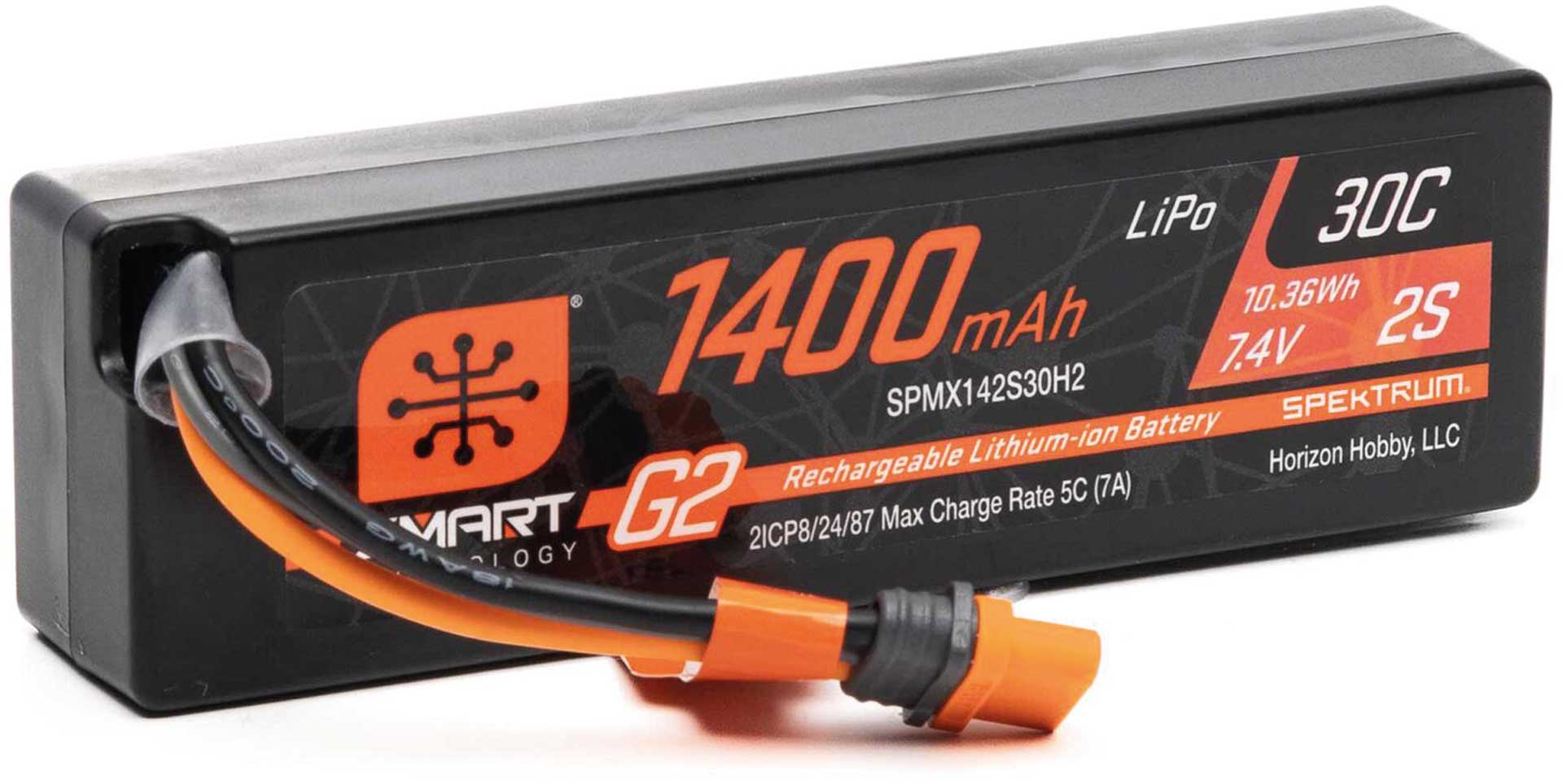 SPEKTRUM 7.4V 1400mAh 2S 30C Smart G2 LiPo Battery: IC2