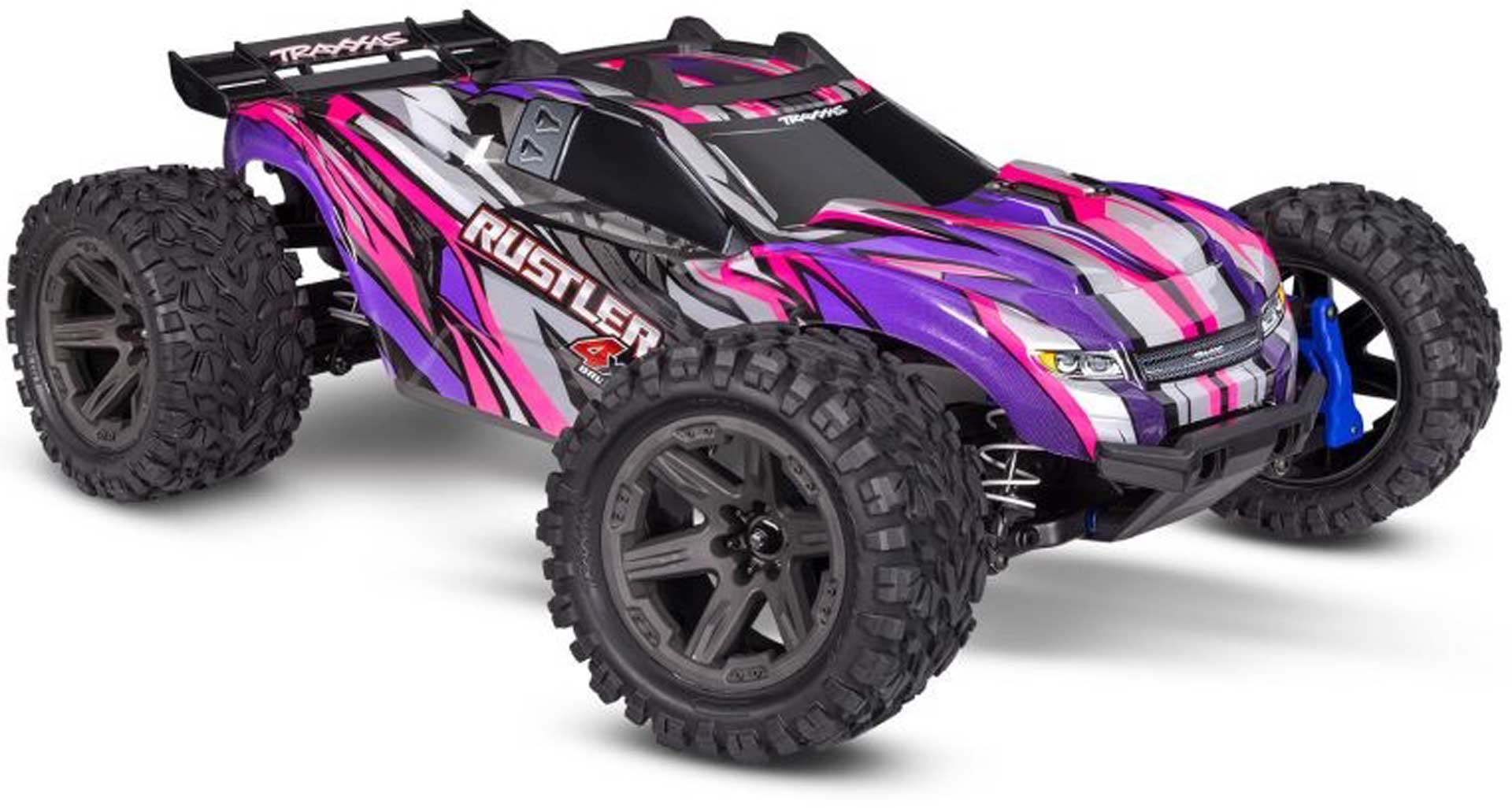 TRAXXAS RUSTLER 4X4 BL2S ROSE 1/10 STAD RTR O. ACCU/CHARGEUR