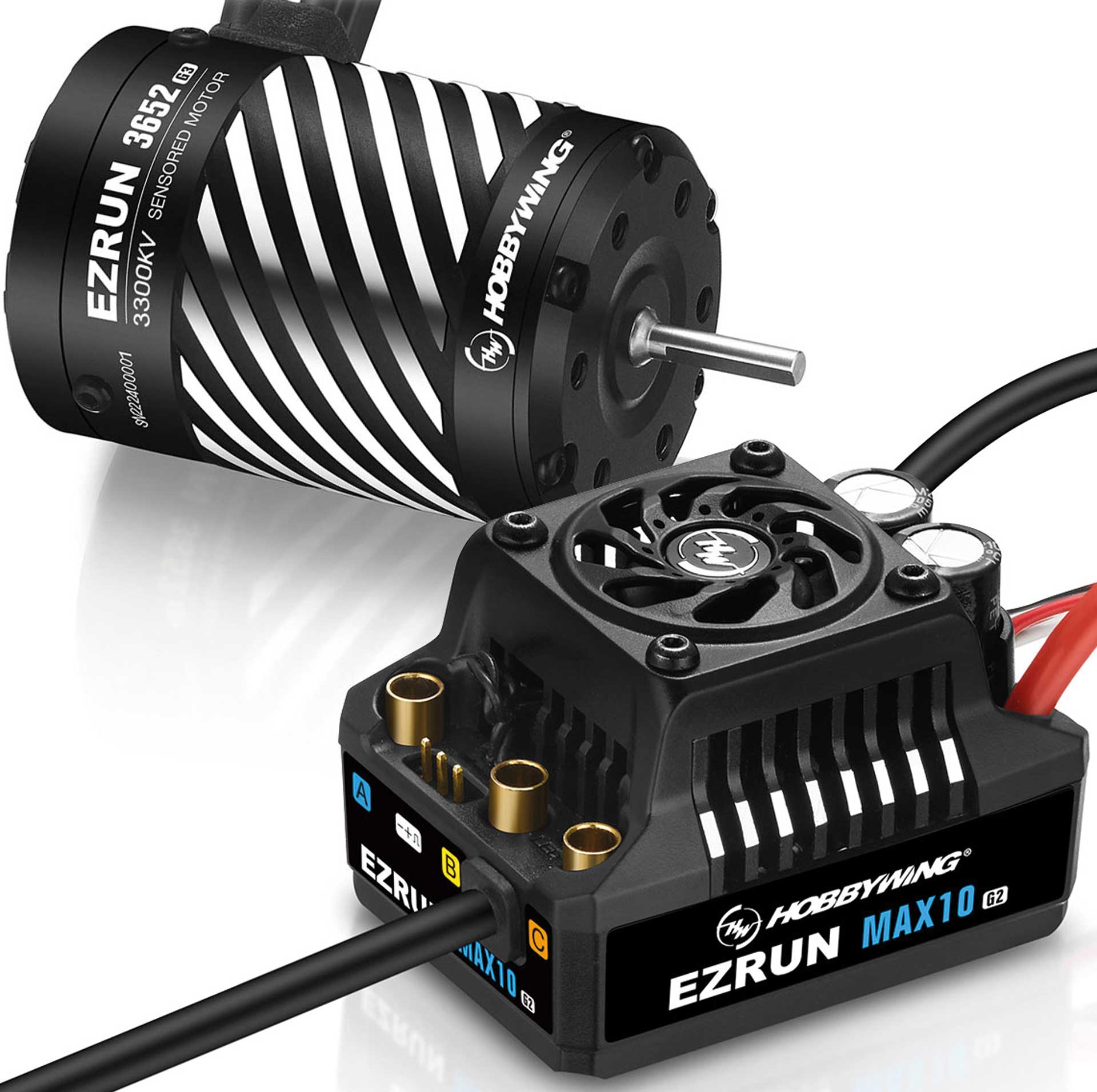 HOBBYWING Ezrun MAX10 G2 80A Combo mit 3652SD 3300kV 3,175 Welle