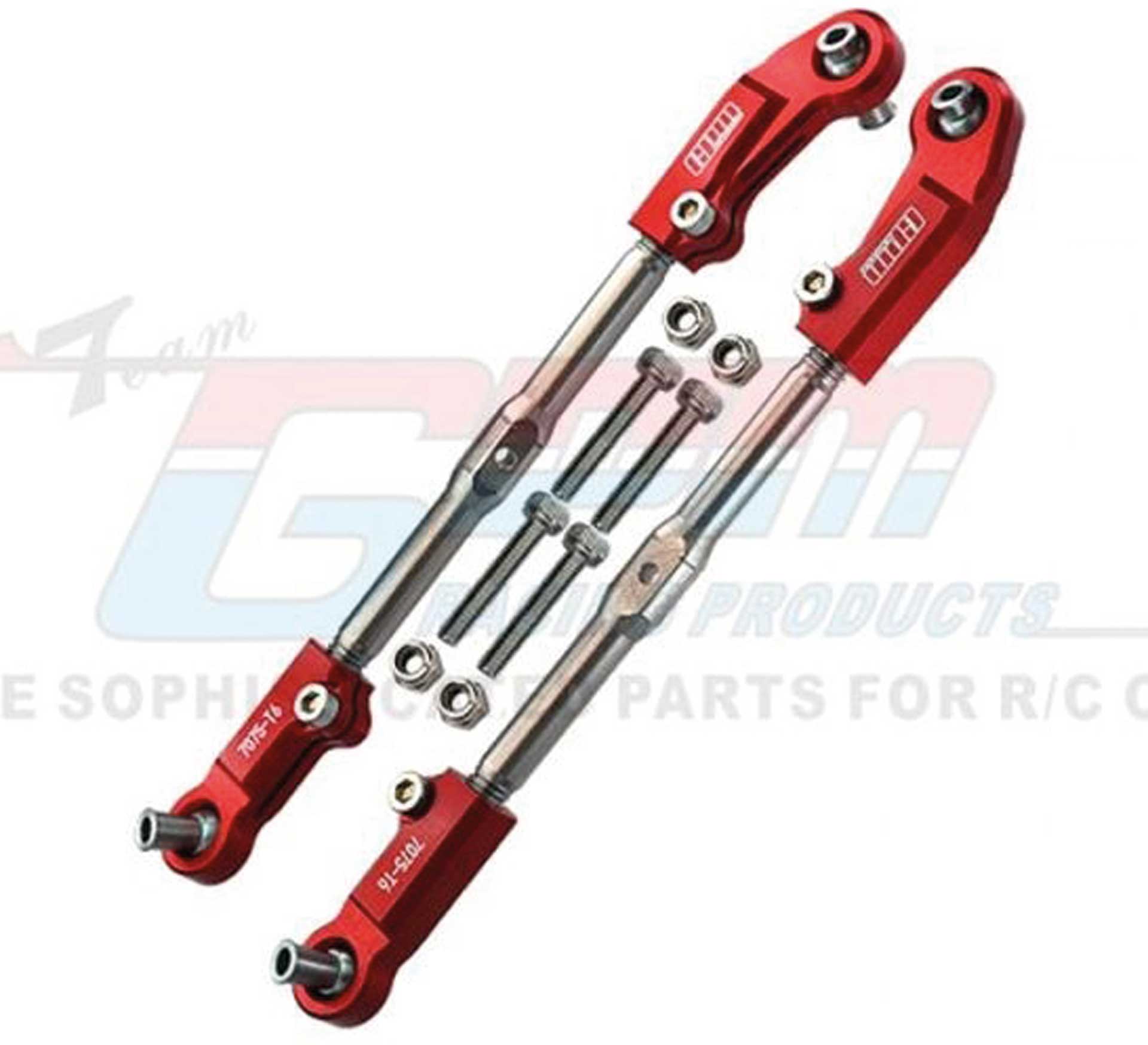 GPM STAINLESS STEEL STEERING RODS WITH ALUMINUM BALL CUPS RED ARRMA KRATON, TALION, OUTCAST, NOTORIUS, FIRETEAM 6S