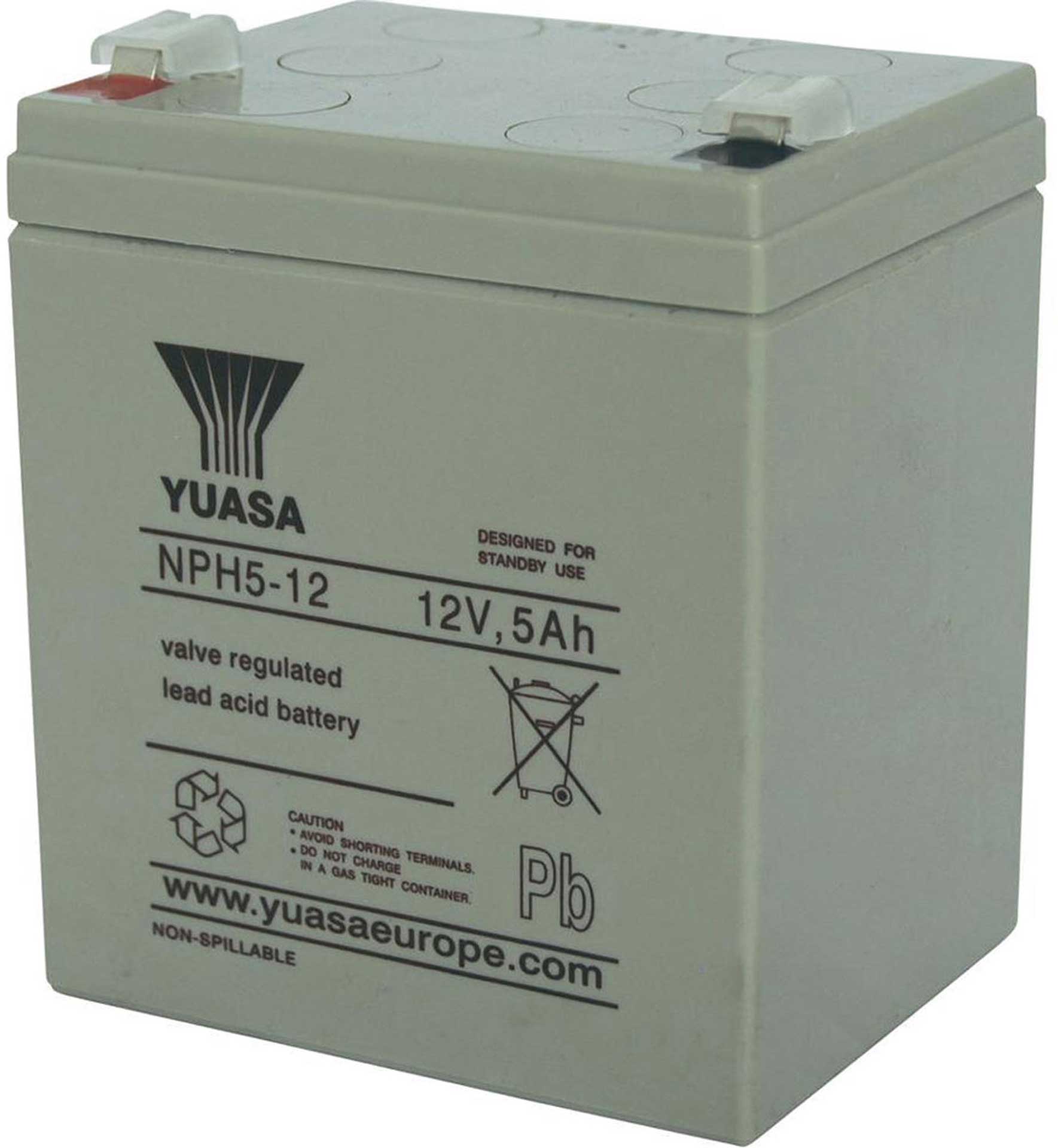 YUASA LEAD BATTERY 12V 5AH NPH5-12 HEAVY CURRENT A FASTON 6,3 H 106MM/B 90MM/T 70MM PLUMB