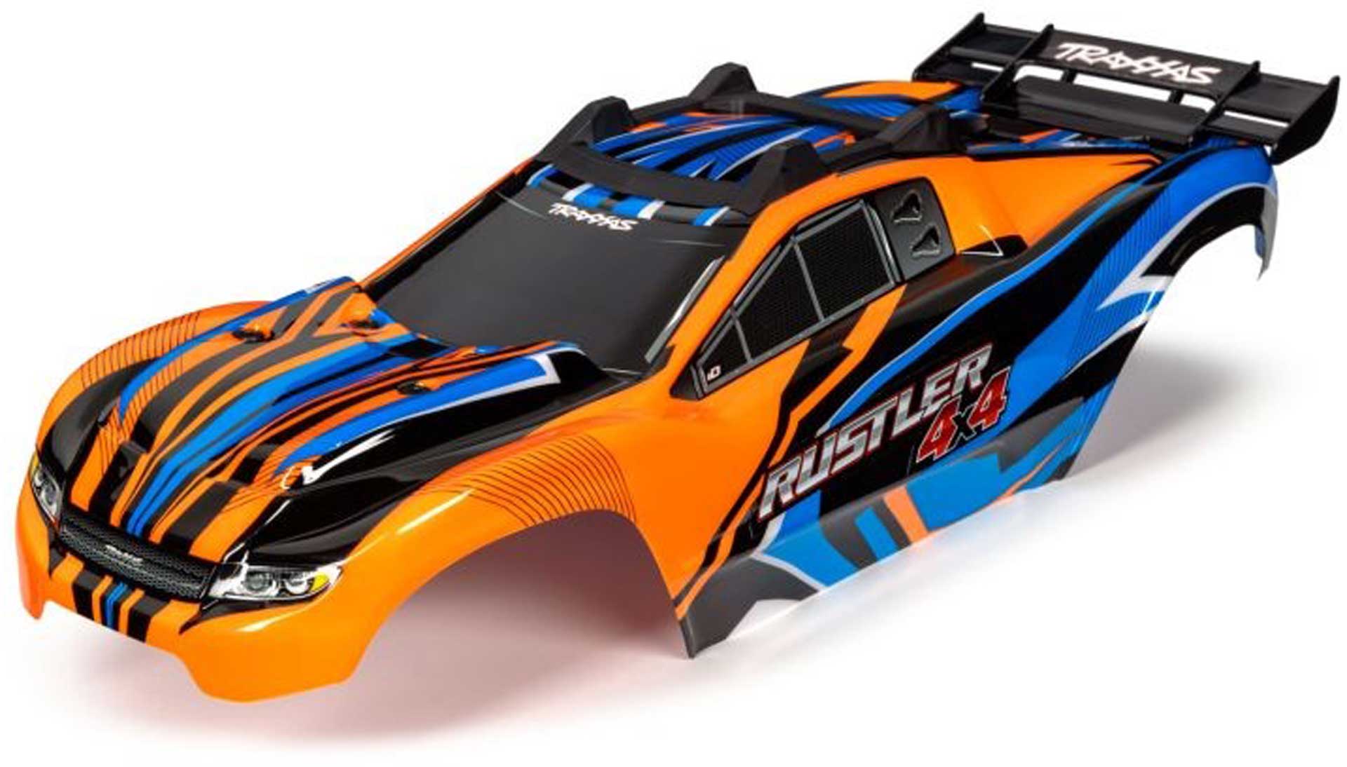 TRAXXAS Carrosserie Rustler 4x4 Orange/Bleu lackiert