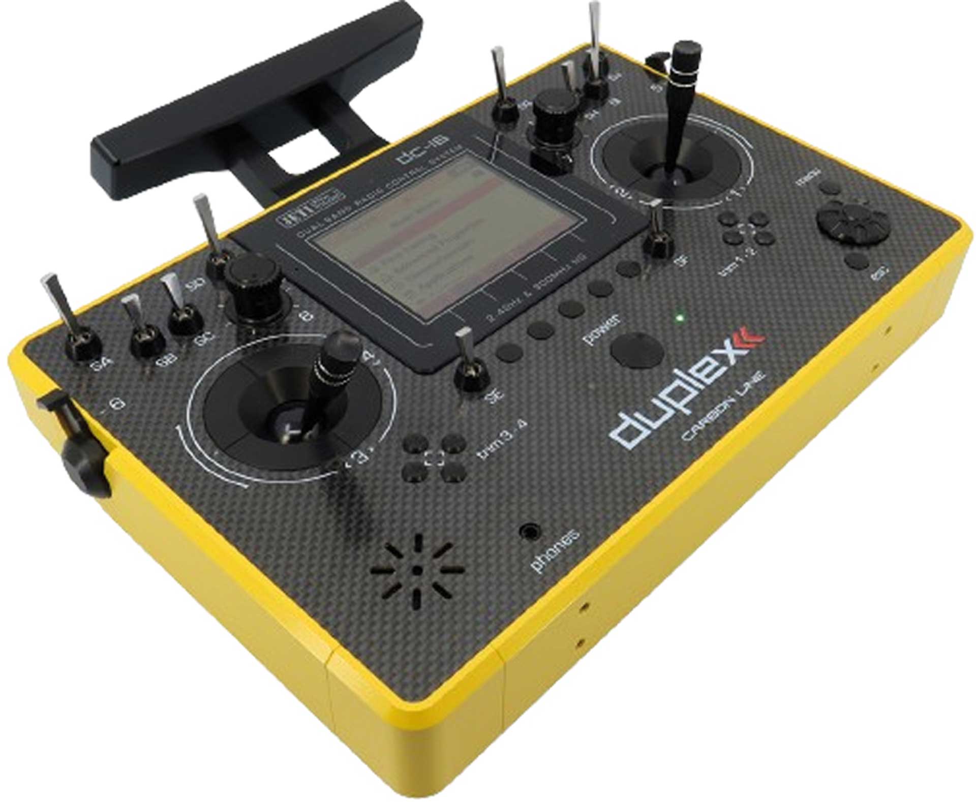 JETI DC-16 II Duplex console transmitter Carbon Line Yellow 2.4Ghz remote control incl. REX10 receiver
