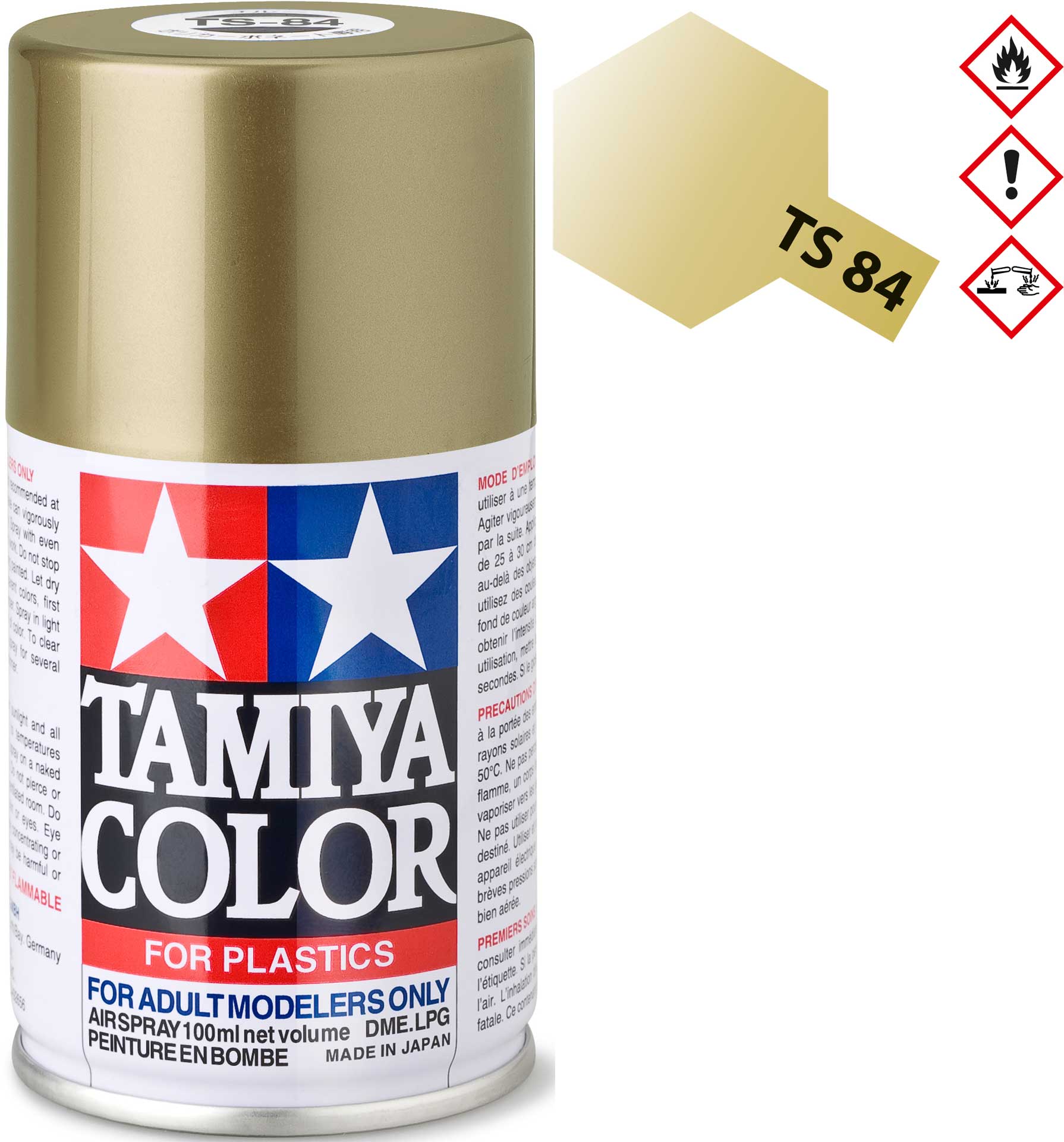 TAMIYA TS-84 Or métallique brillant Plastique Spray 100ml