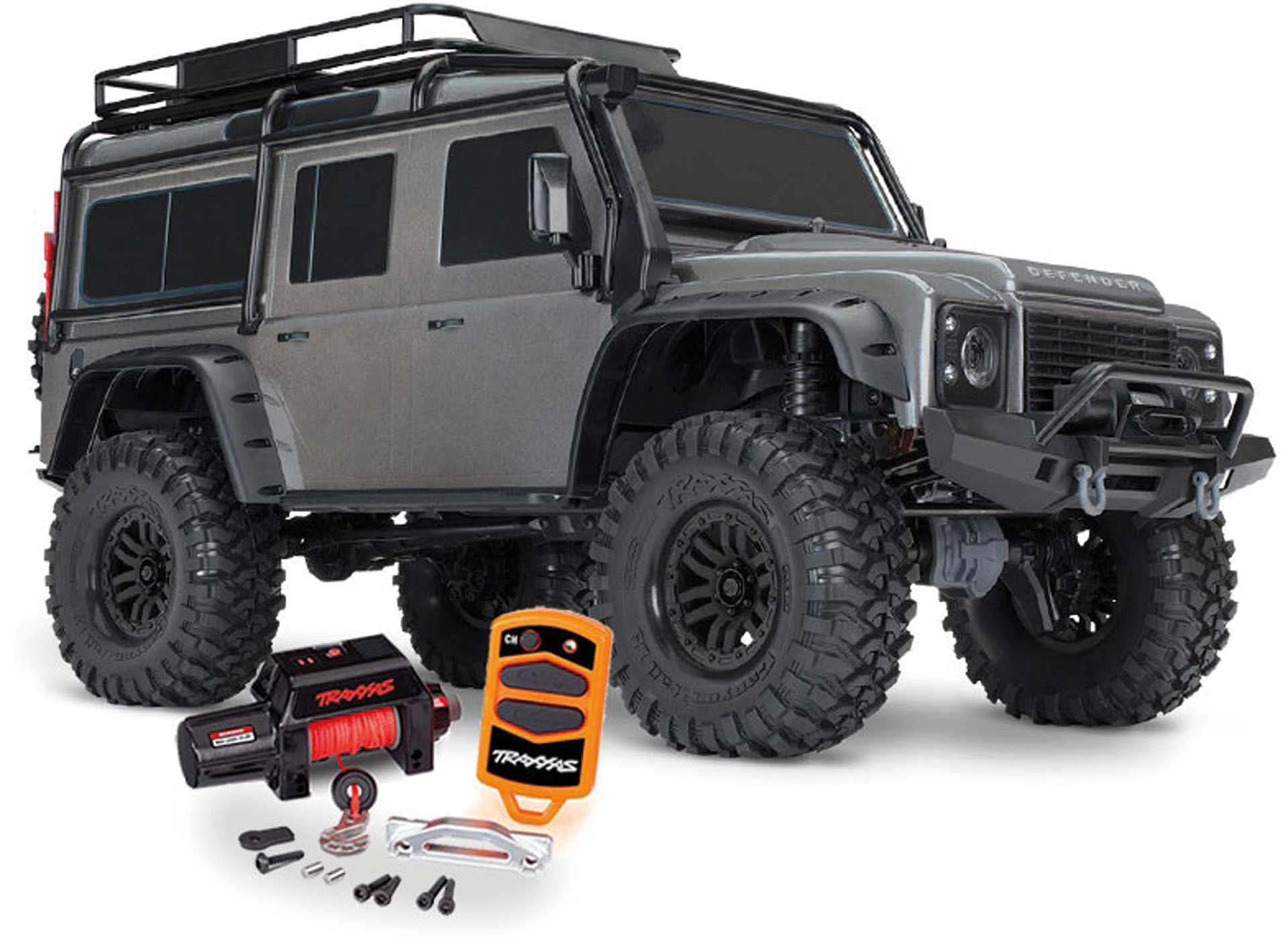 TRAXXAS TRX-4 Land Rover Defender silver 1/10 4X4 RTR Scale Crawler Brushed with winch