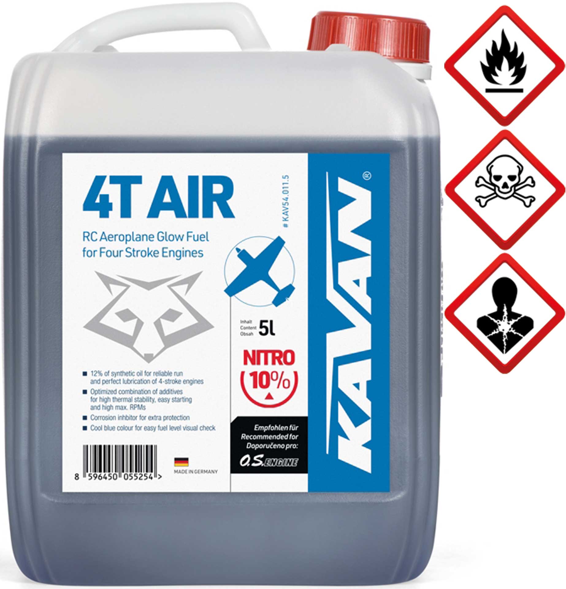 KAVAN 4T Air 10% nitro 5 litres de carburant, Essence, carburant pour moteurs à allumage par incandescence