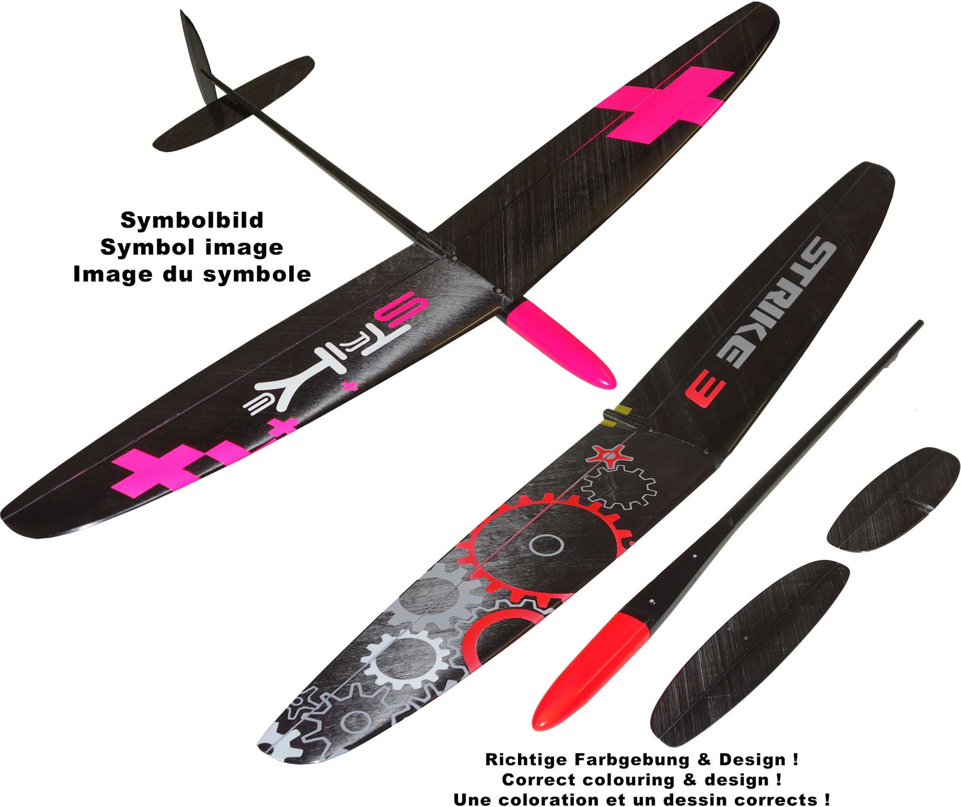 OA-Composites Couleur du mini DLG Spin Glider Strike 3 # E ("Gears") PLANEUR RC