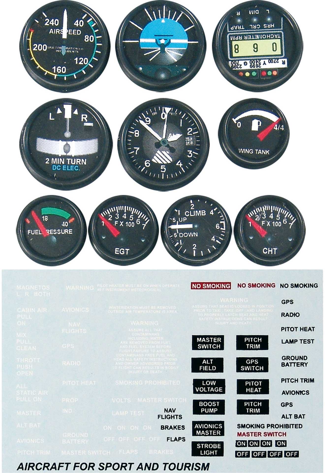 PLANET-HOBBY SCALE INSTRUMENTS 1/4 FOR AEROBATIC AIRCRAFT