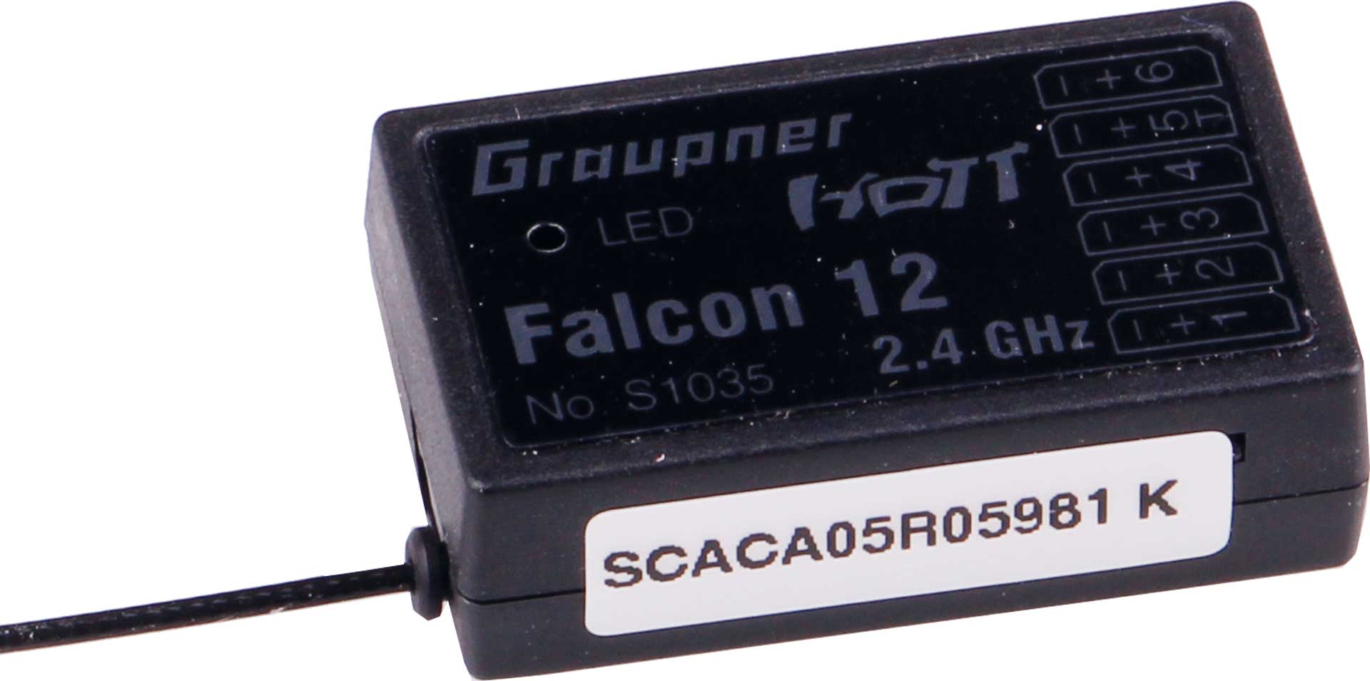 GRAUPNER FALCON 12 6-CHANNEL GYRO RECEIVER HOTT FOR SURFACE, HELI AND COPTER