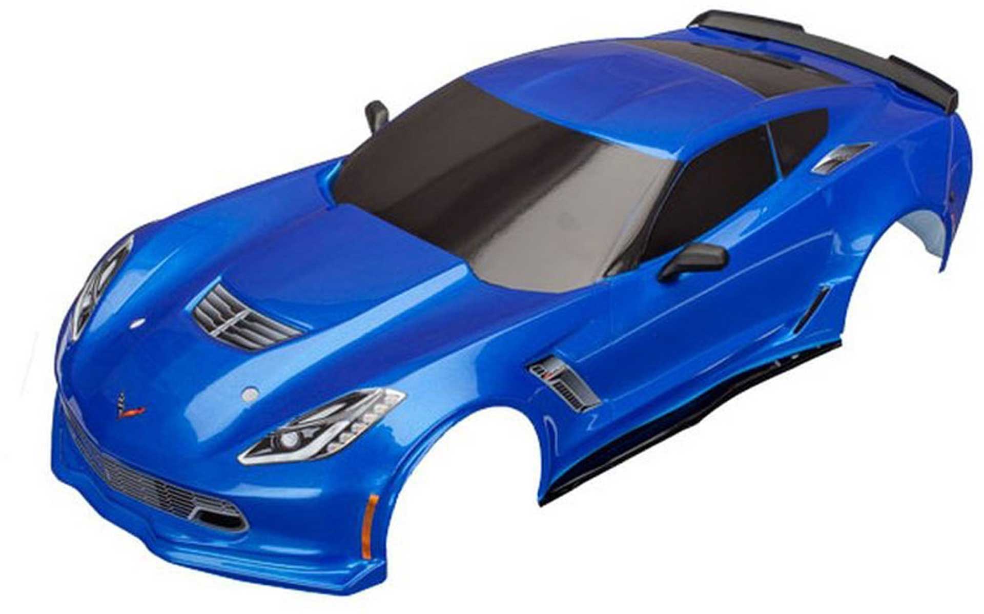 TRAXXAS Karo Chevrolet Corvette Z06 blau mit Decals montiert