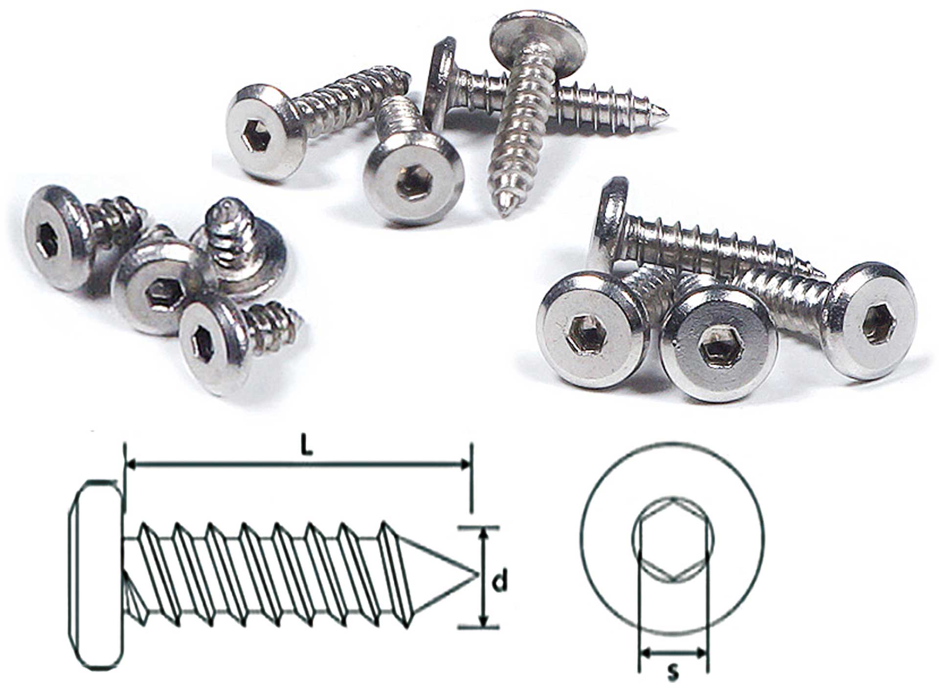 Robbe Modellsport Sheet metal screws hexagon socket flat head 2.0x4mm 30pcs. stainless steel