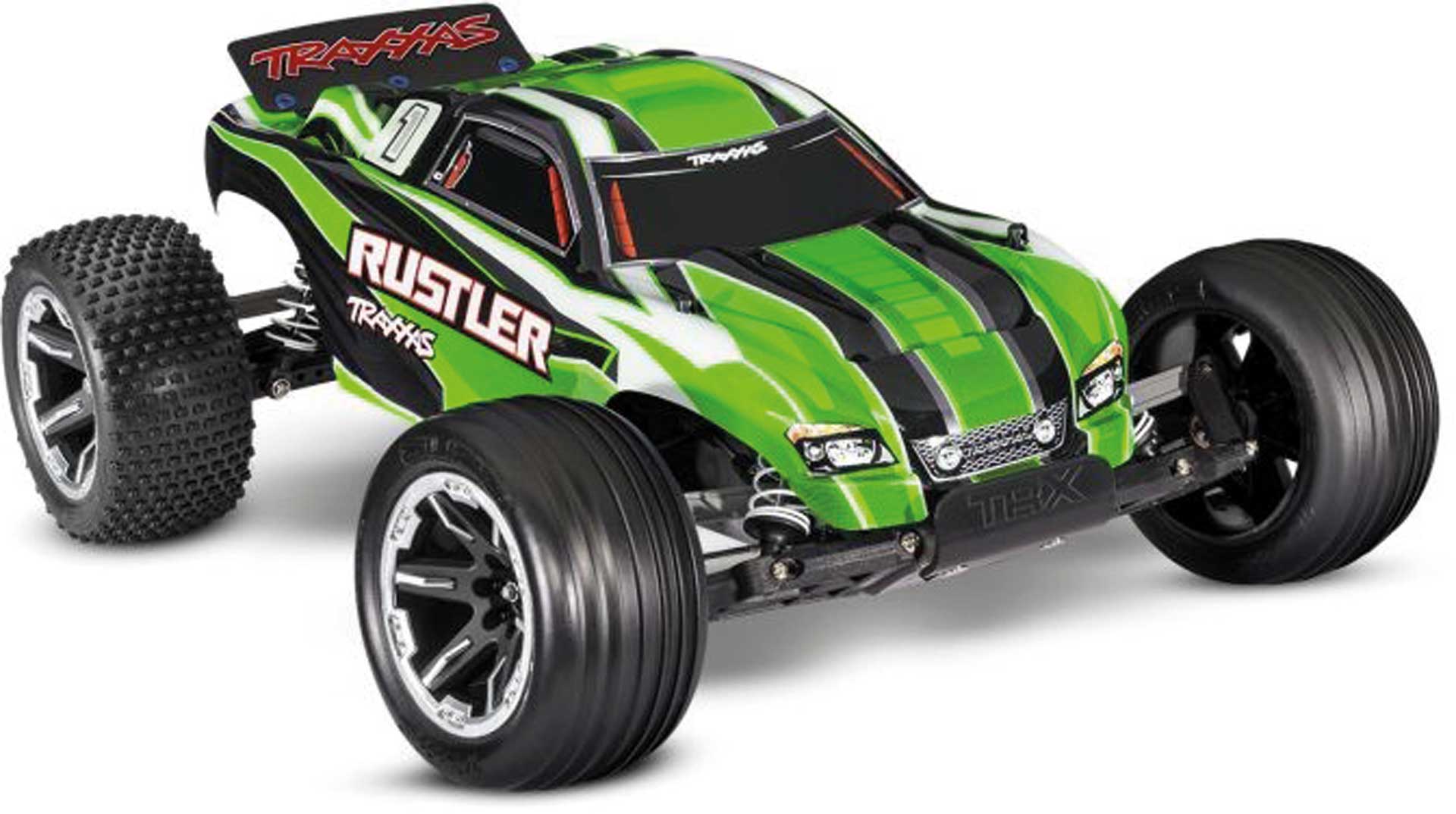 TRAXXAS RUSTLER GREEN 1/10 2WD STADIUM-TRUCK RTR BRUSHED, WITH BATTERY AND 4AMP USB-C CHARGER