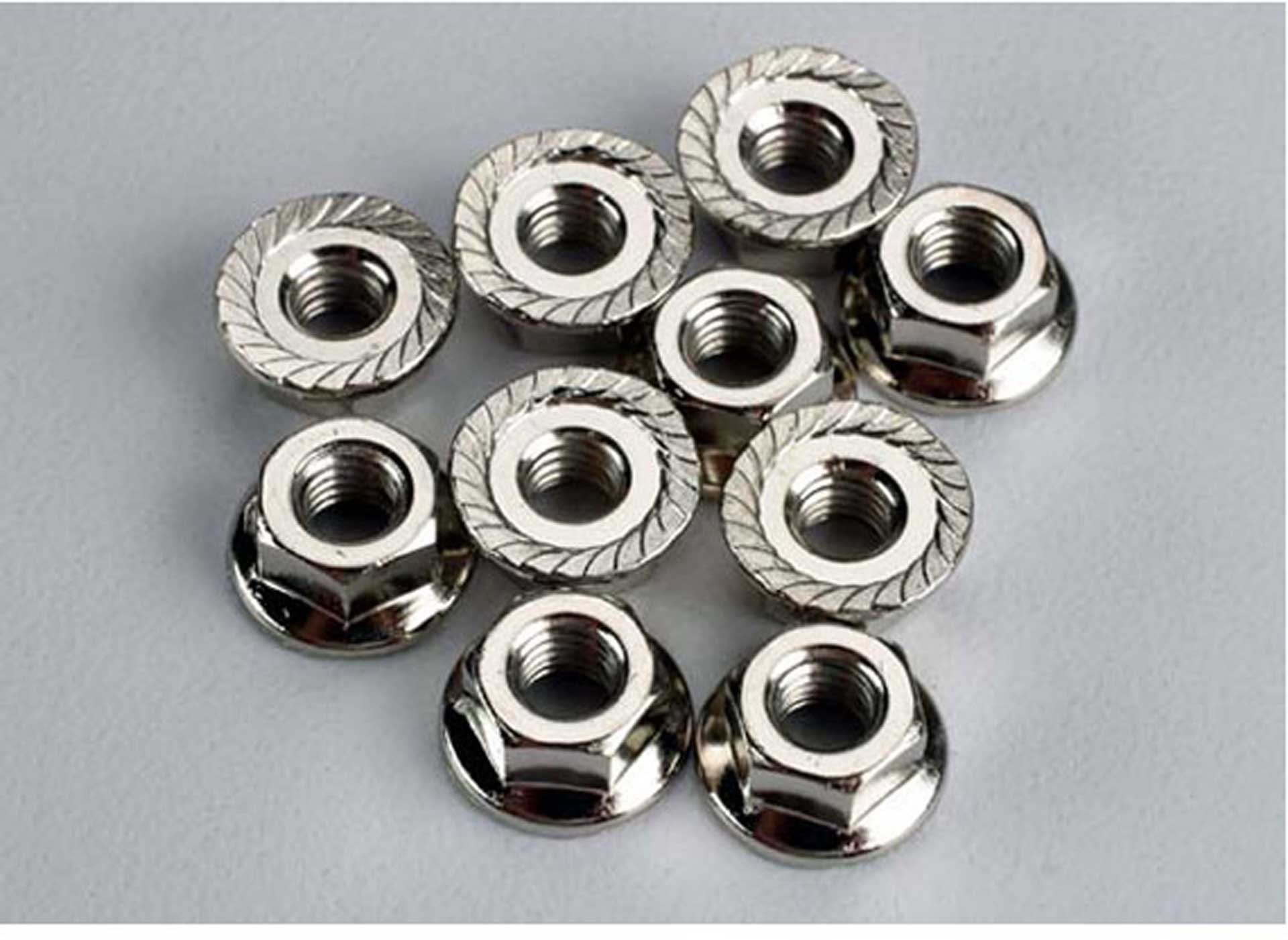 TRAXXAS NUTS  WITH FLANGE 4MM (10)