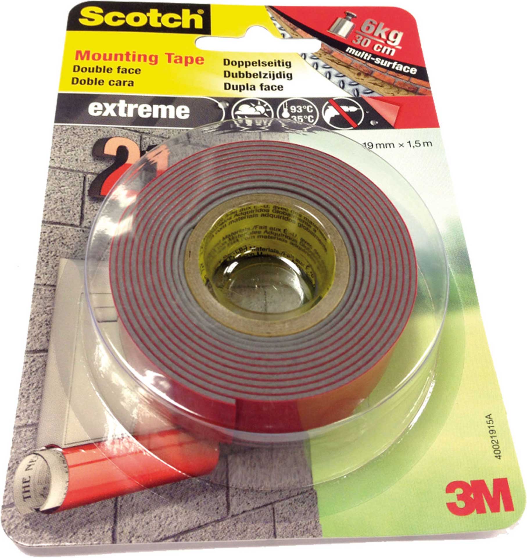 3M DOUBLE-SIDED TAPE EXTREME 19MM 1,5 METER SCOTCH
