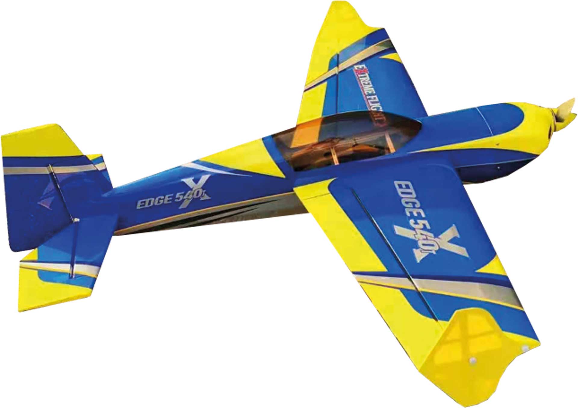 EXTREMEFLIGHT-RC Edge 540 48" V2 Plus bleu/jaune ARF avec fermeture rapide des ailes