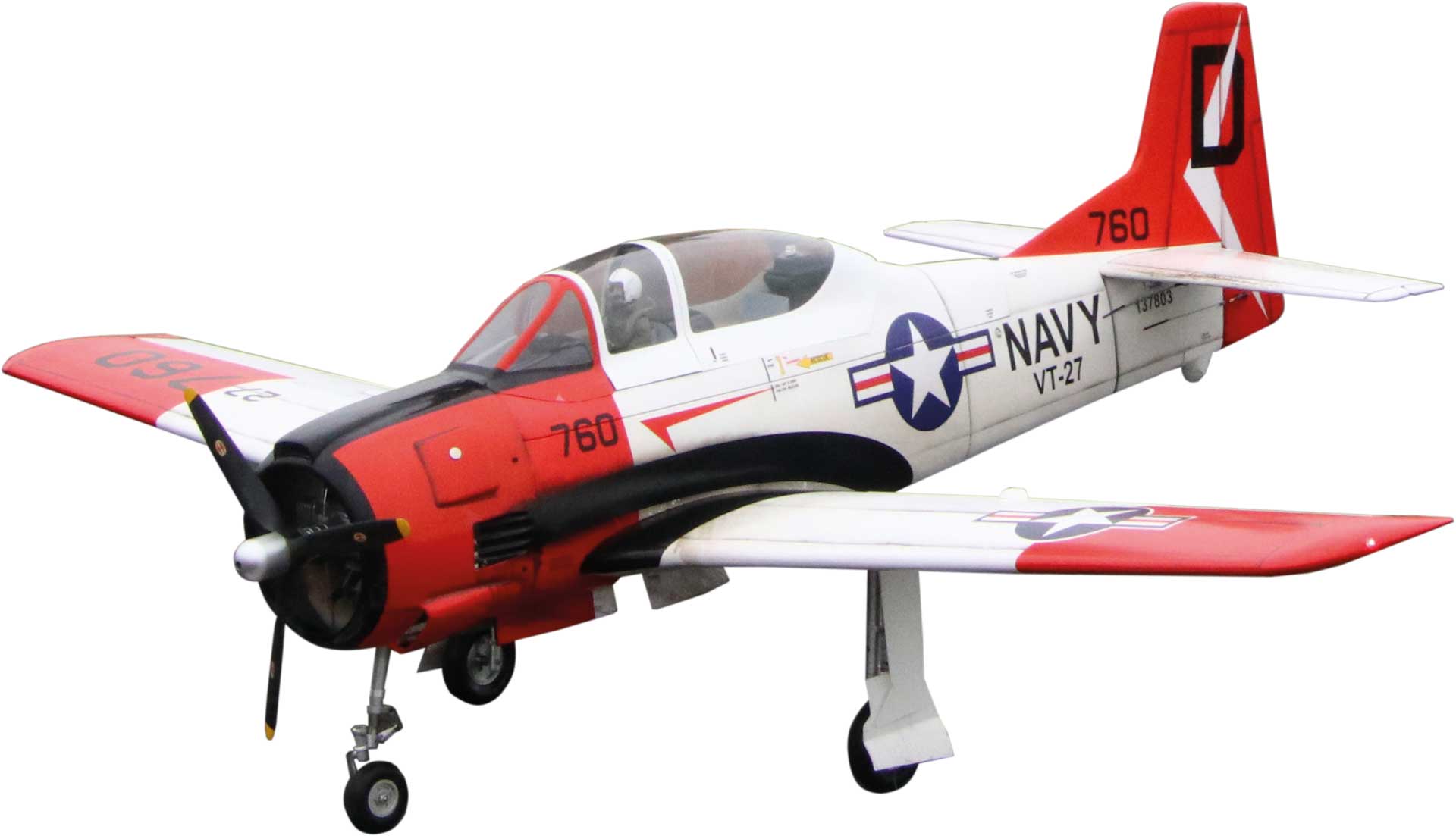 Seagull Models ( SG-Models ) T-28 Trojan 82.5" ARF Warbird Red/White WITHOUT retractable undercarriage