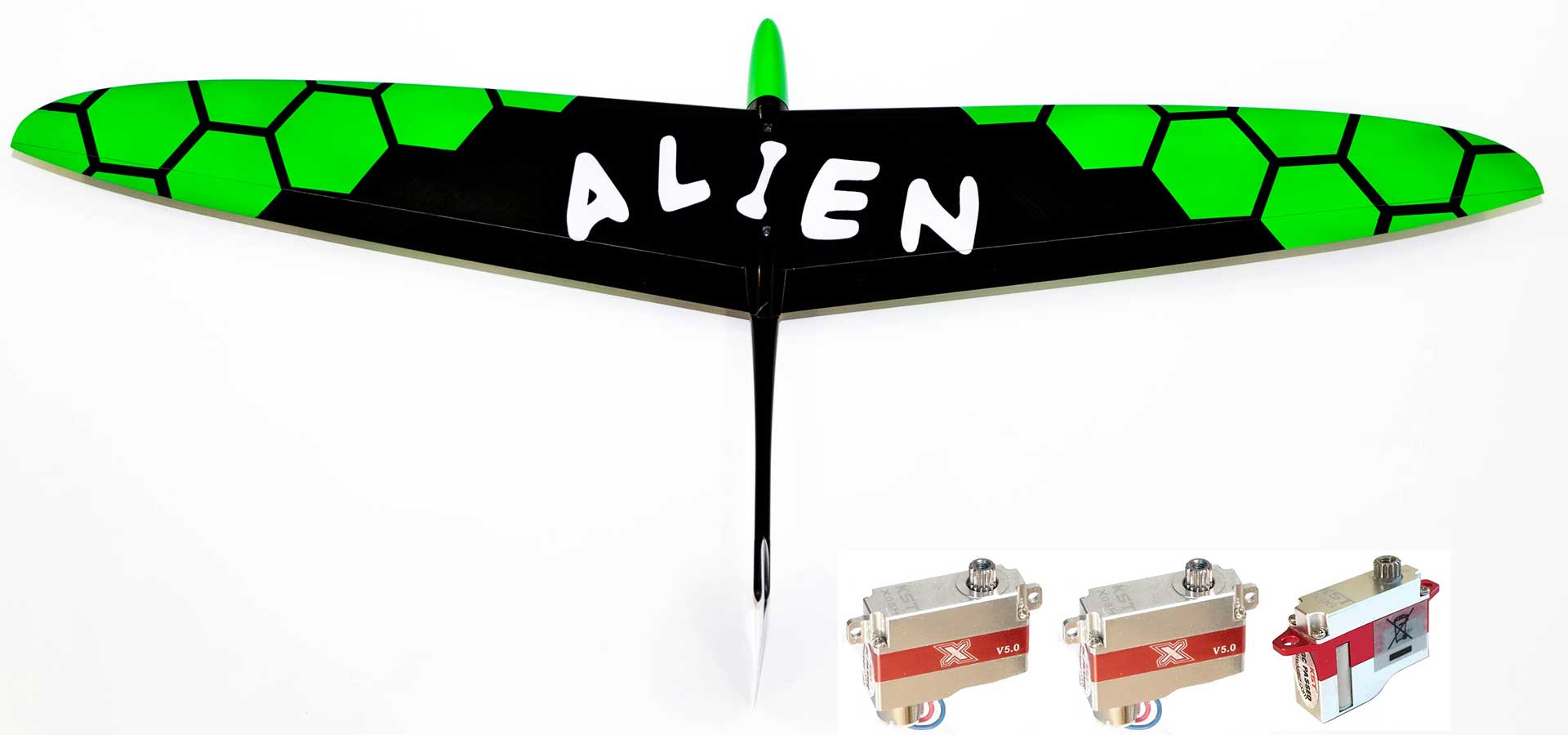 OA-Composites ALIEN DLG Slope Soarer 1,2m vert avec servos KST