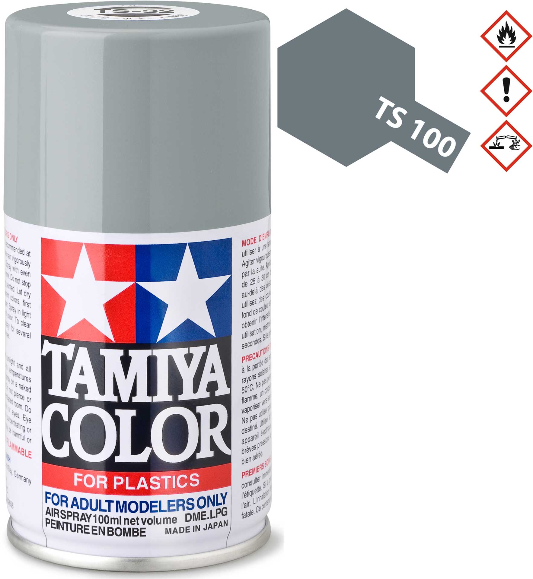 TAMIYA TS-100 Gunmetall hell seidenmatt Kunststoff Spray 100ml
