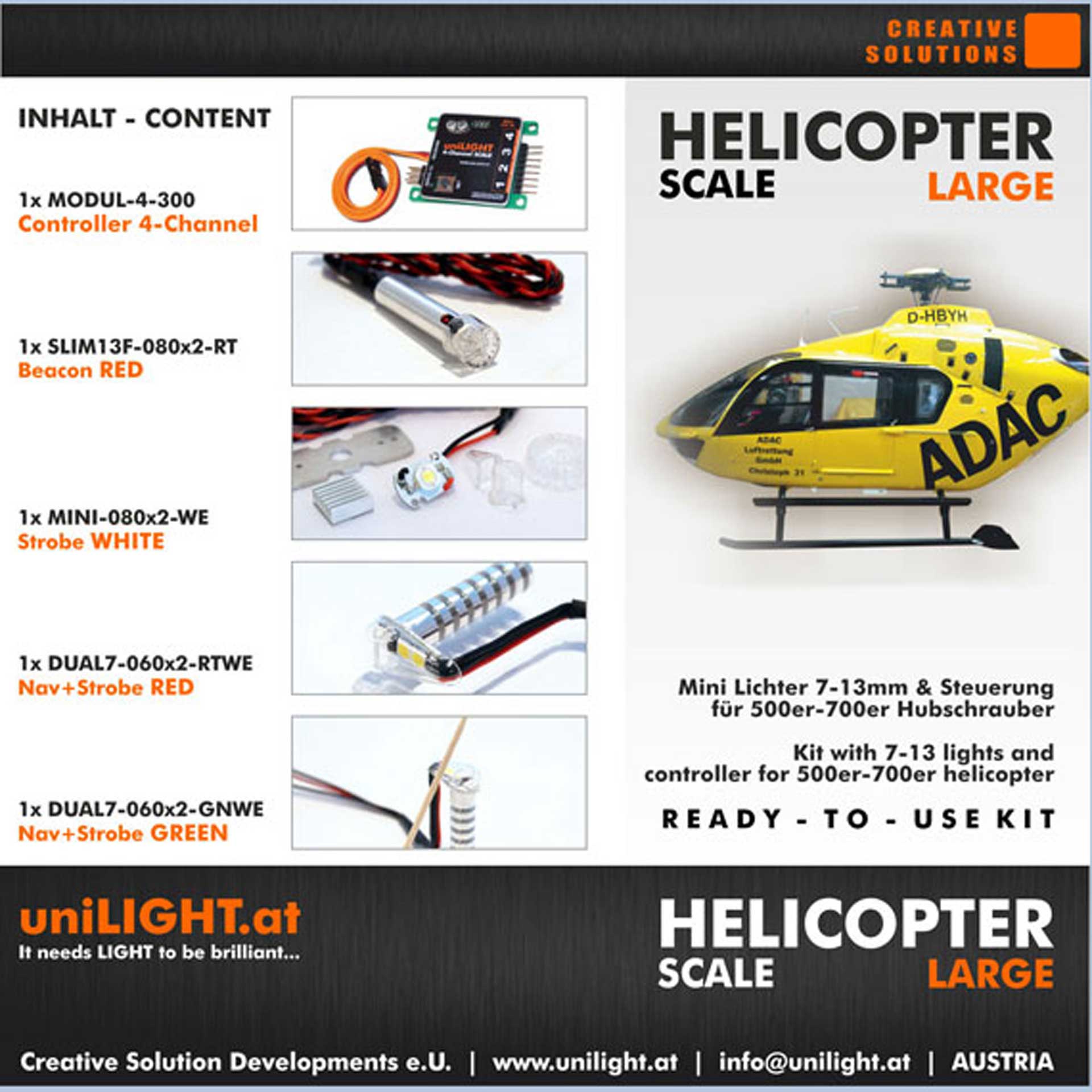 UNILIGHT Scale Helicopter Large Beleuchtungsset