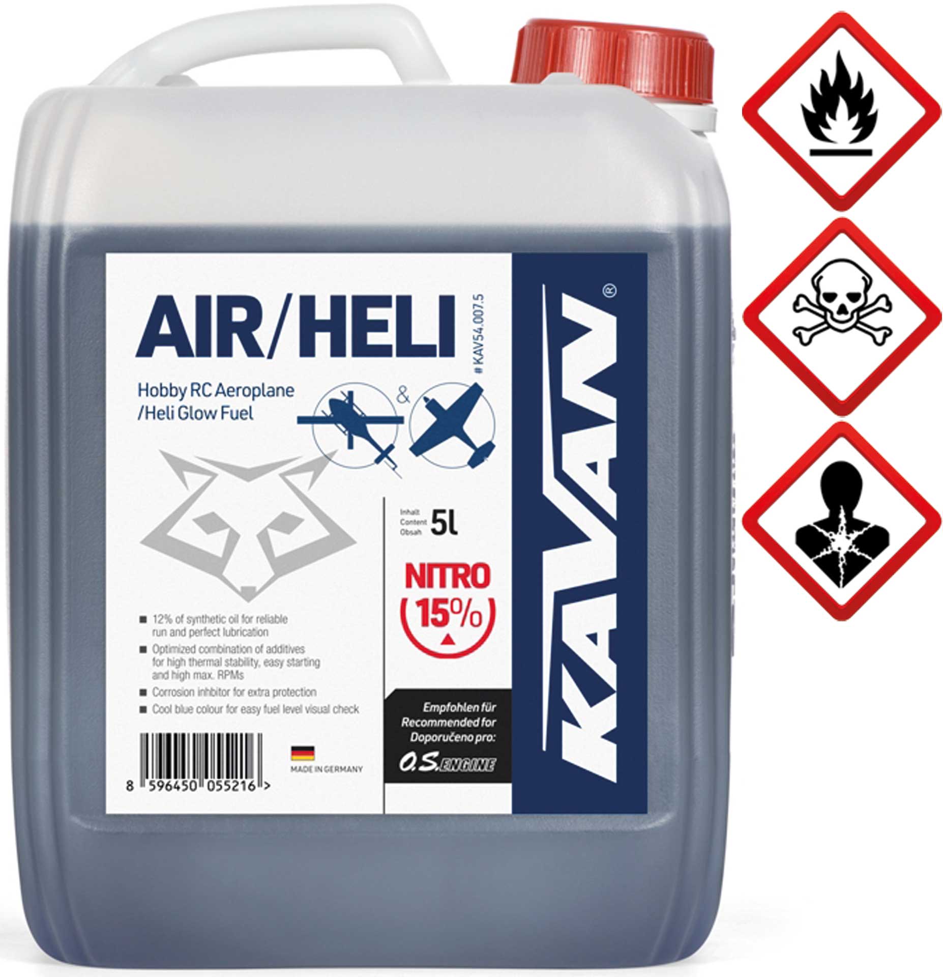 KAVAN Air/Heli 15% nitro 5 Liter Kraftstoff, Sprit, Treibstoff für Glühzünder-Motoren