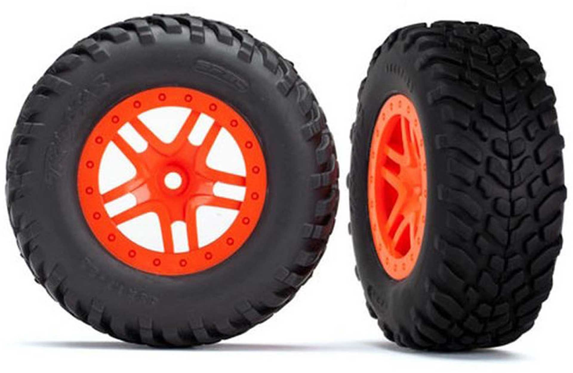 TRAXXAS Reifen auf Felge SCT Split-Spoke orange (2) 4WD v/h, 2WD h (