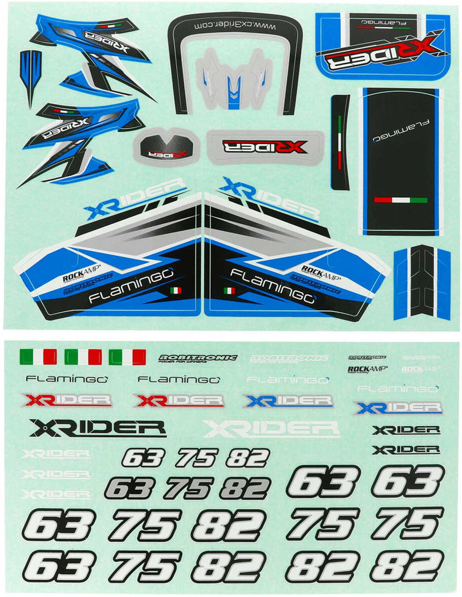 X-RIDER STICKER SHEET BLUE