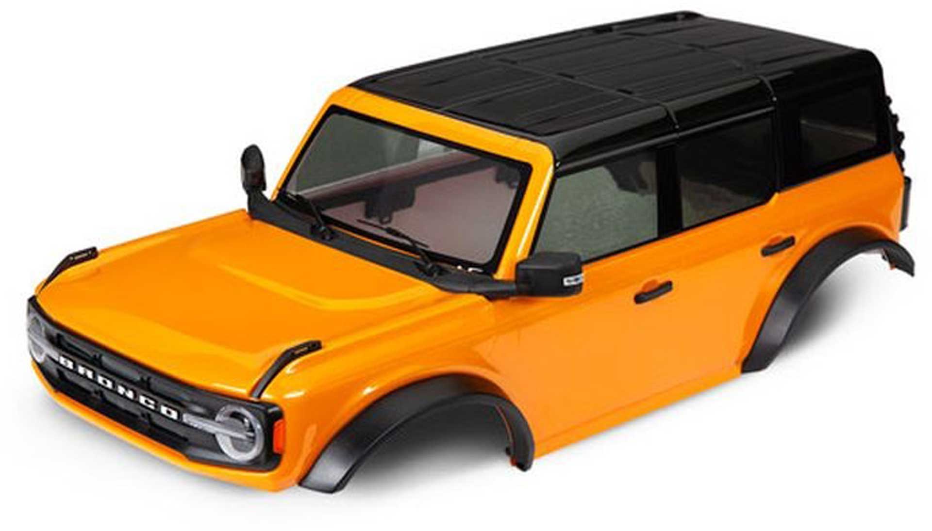 TRAXXAS BODY 2021 FORD BRONCO ORANGE PAINTED + ATTACHMENTS (STILL NEEDS #8080X FENDERS)