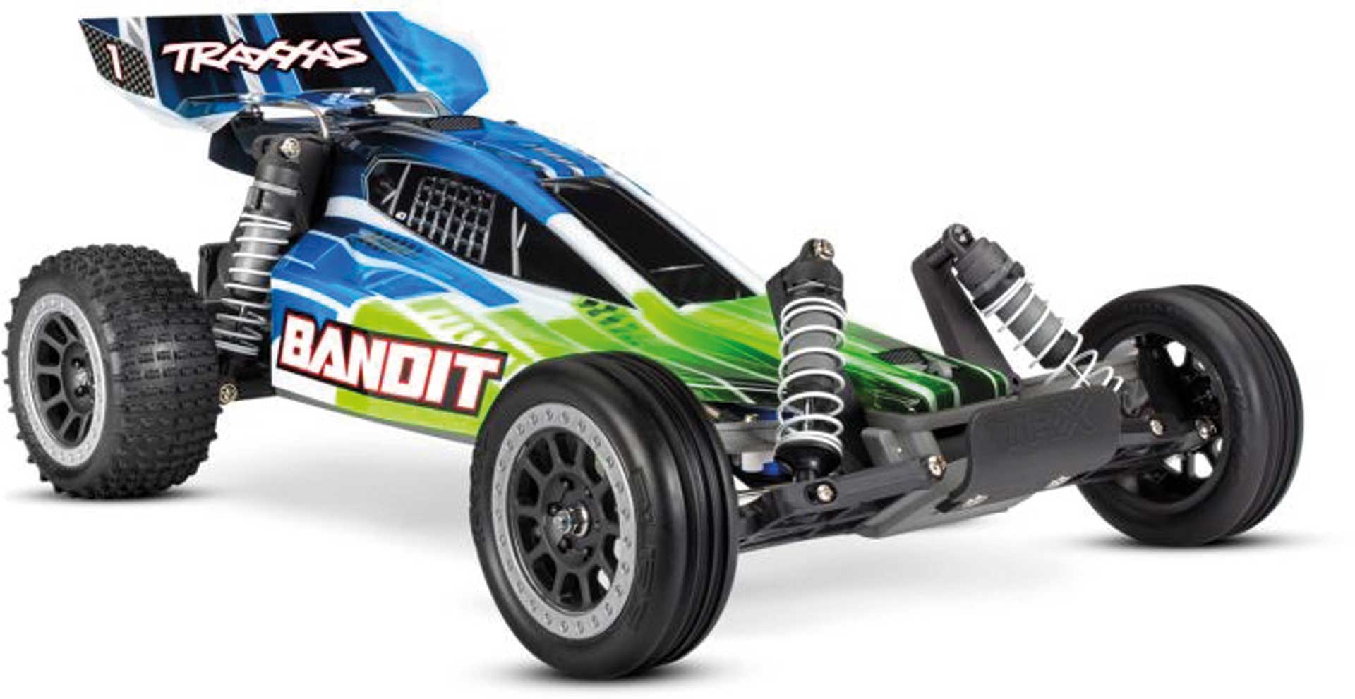TRAXXAS BANDIT GREEN 1/10 2WD BUGGY RTR BRUSHED WITH BATTERY AND 4 AMP USB-C CHARGER