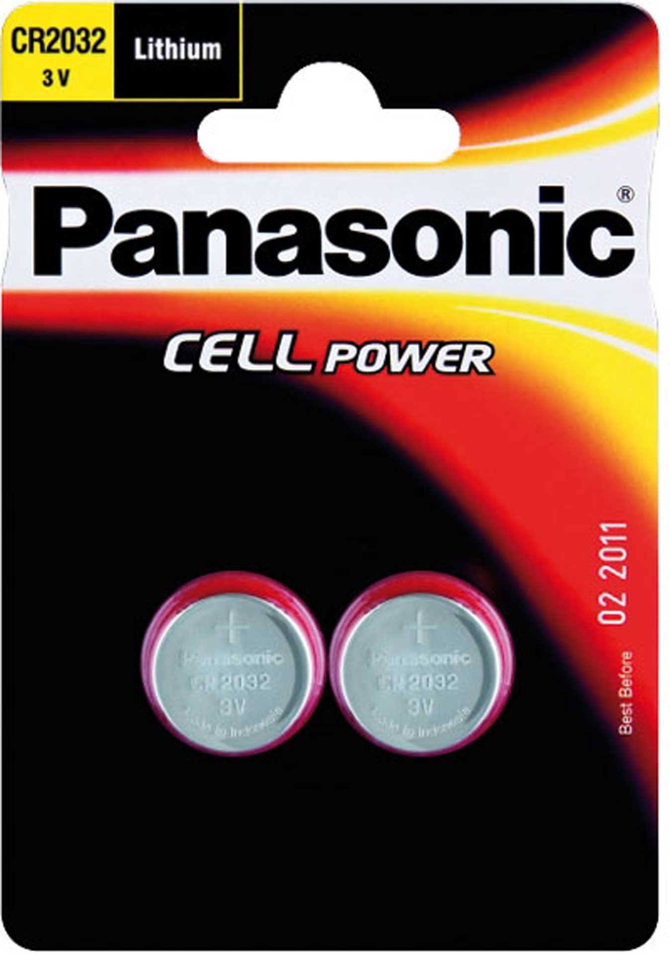 PANASONIC LITHIUM BUTTON CELL BATTERY CR2032 EP 3 V 2PCS