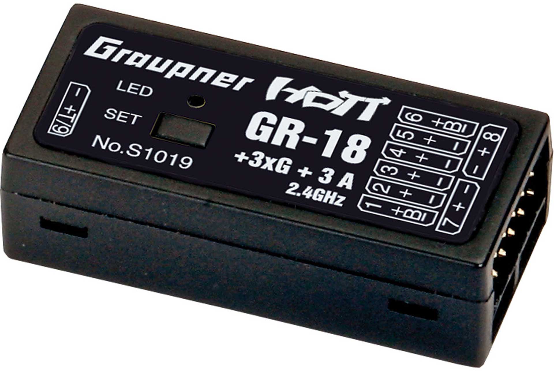 GRAUPNER RECEIVER GR-18 + 3XG + 3A integrated FLIGHT control HOTT Receiver