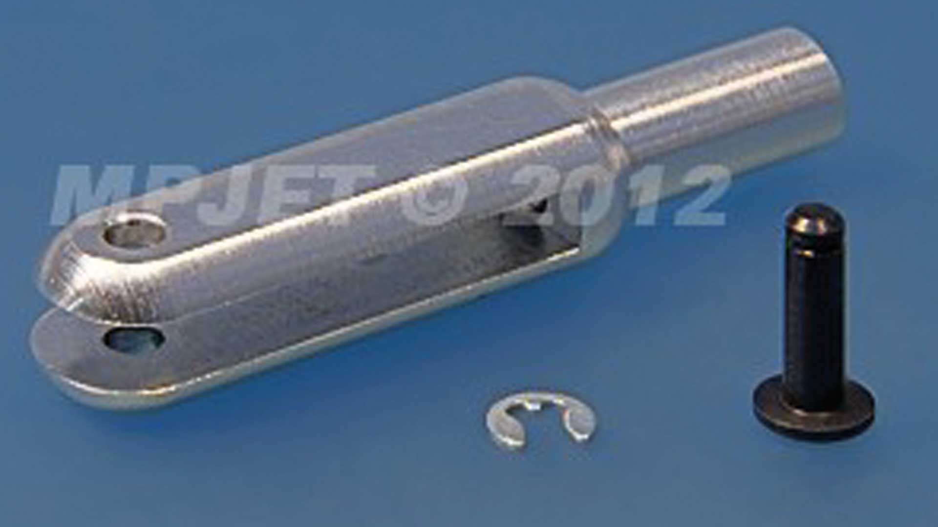 MP-JET Aluminium clevis, l=30 mm, slot width 2 mm, pin Ø 2,5, M3 6 pcs