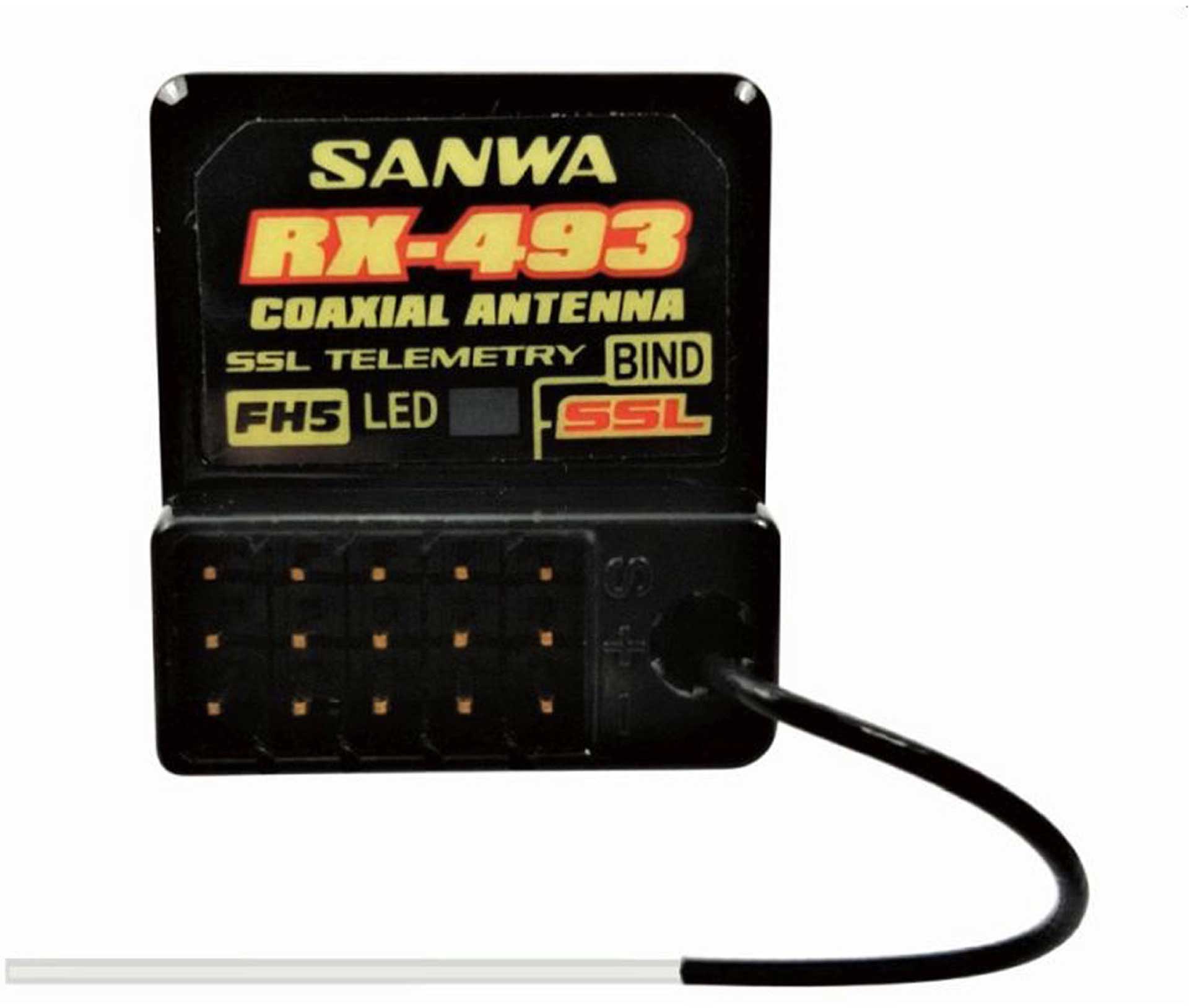SANWA RX-493 SUR-SSL CH4 EMPFÄNGER FH5/FH4/FH3 2,4GHZ MIT ANTENNENROHR