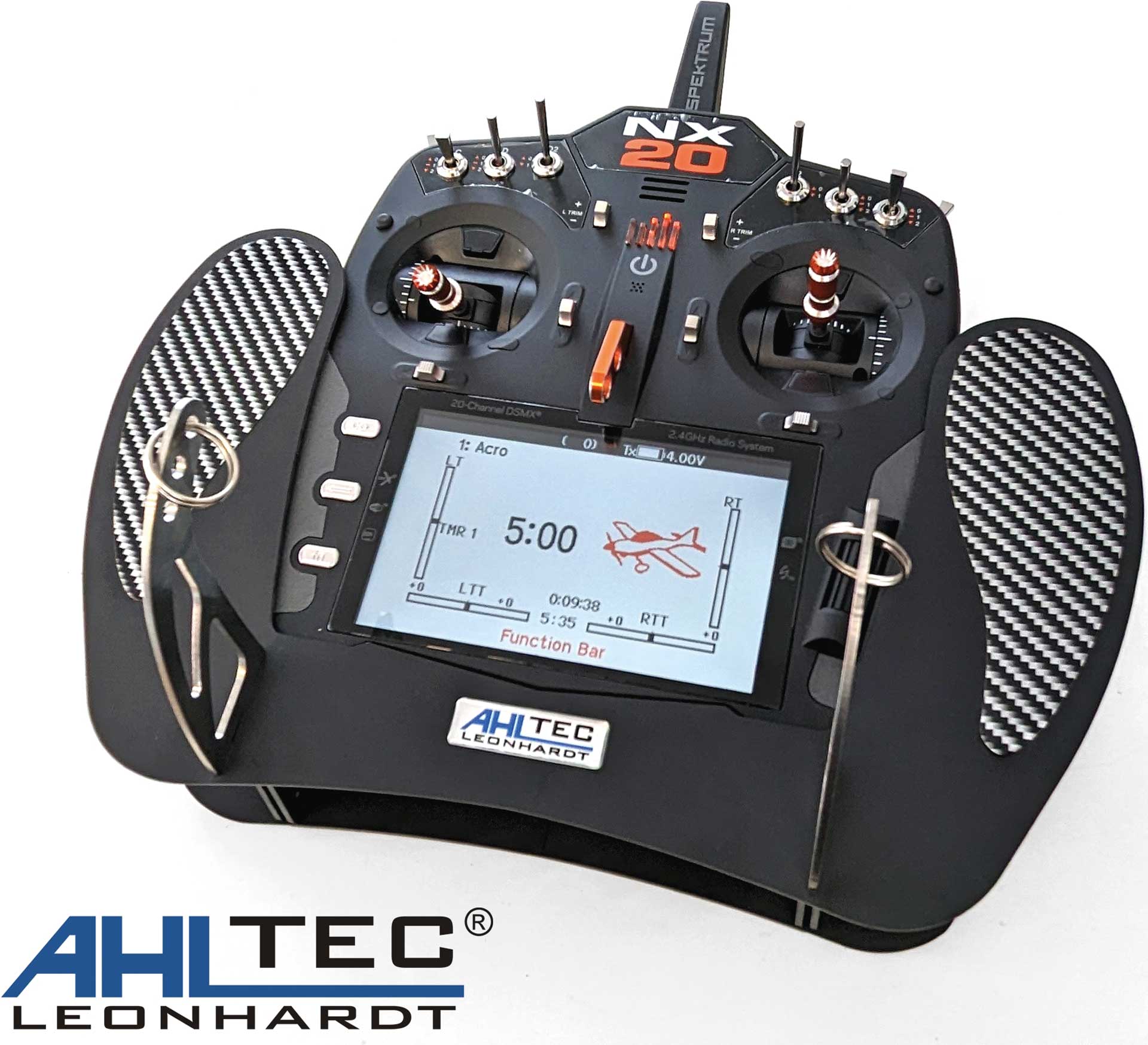 AHLTEC Transmitter board Spektrum NX20 Black with standard transmitter bracket, without hand rests