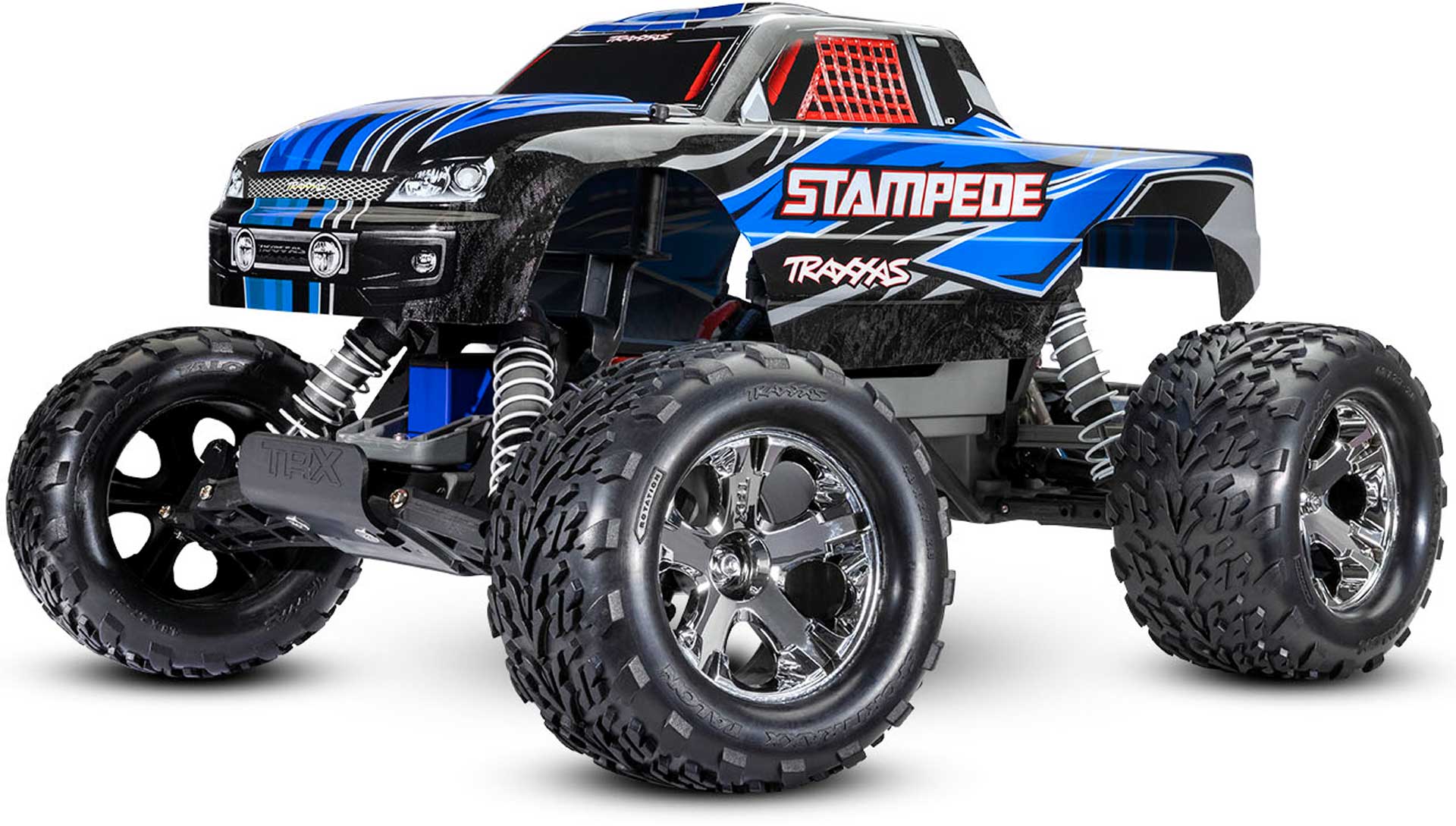 TRAXXAS STAMPEDE BLUE 1/10 2WD MONSTER-TRUCK RTR BRUSHED, WITH BATTERY AND 4 AMP USB-C CHARGER
