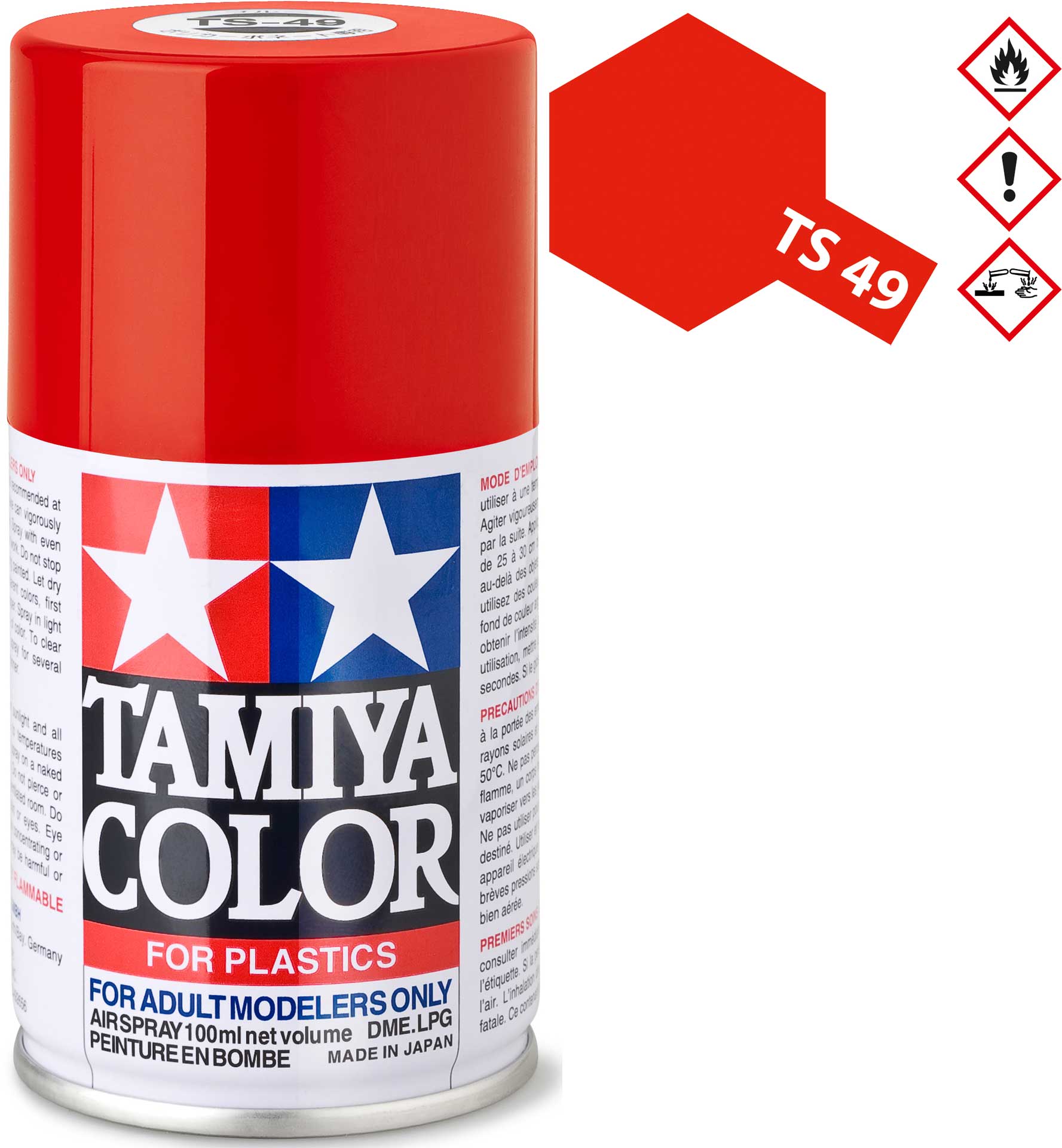 TAMIYA TS-49 Rouge clair brillant Spray plastique 100ml