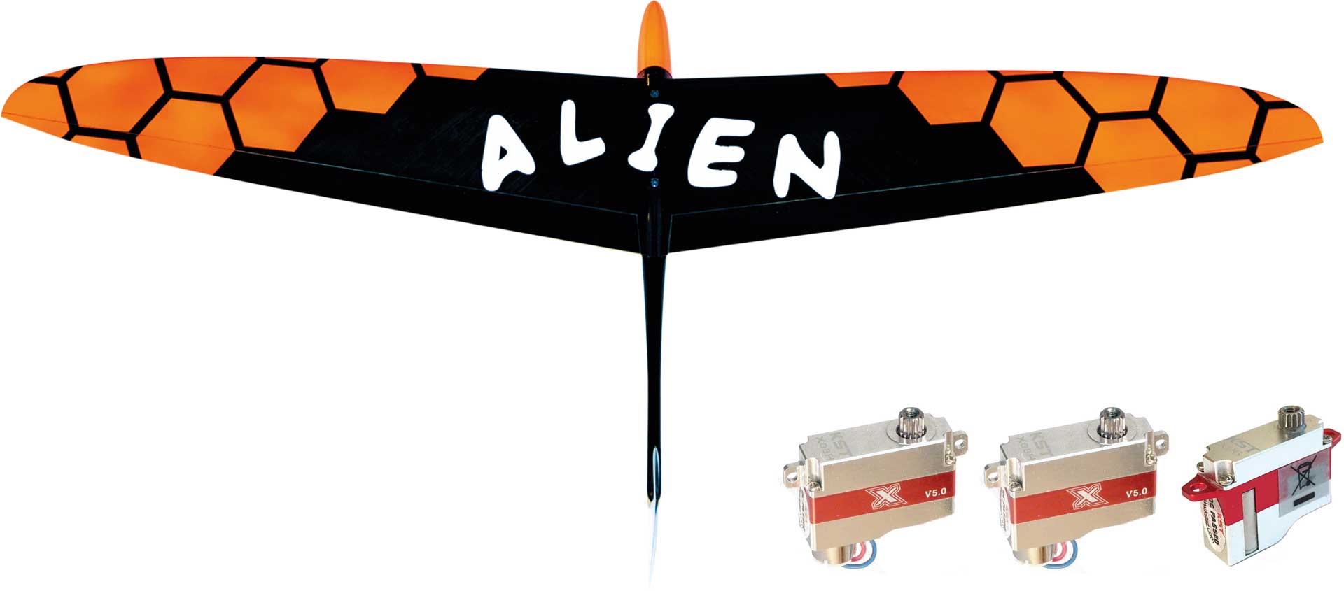 OA-Composites ALIEN DLG Slope Soarer 1,2m orange mit KST Servoset