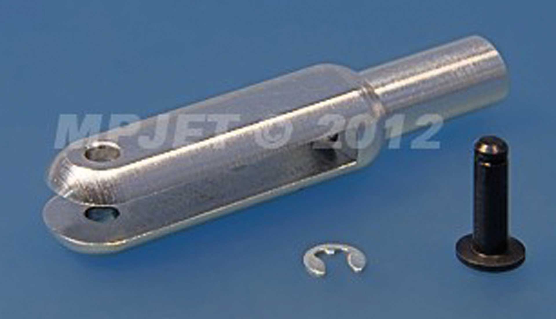 MP-JET Tête de fourche en aluminium, l=30 mm, Largeur de fente 2 mm, goujon Ø 2,5, M3, filetage à gauche (6 pièces)