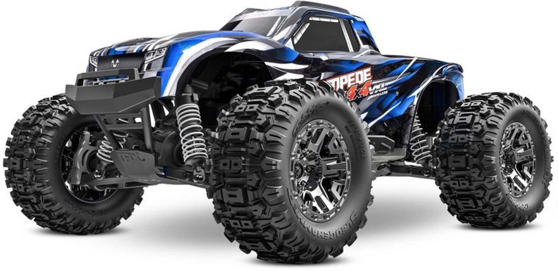 TRAXXAS STAMPEDE 4X4 VXL HD BLUE 1/10 RTR BRUSHLESS MONSTER TRUCK WITHOUT BATTERY AND CHARGER, CLIPLESS
