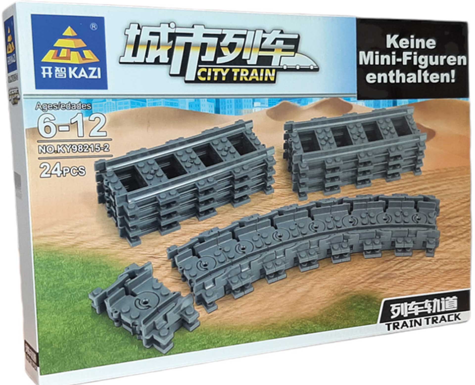 KAZI Train Track Schienen-Set Gerade und Flex-Schienen (24 Teile) Klemmbausteine