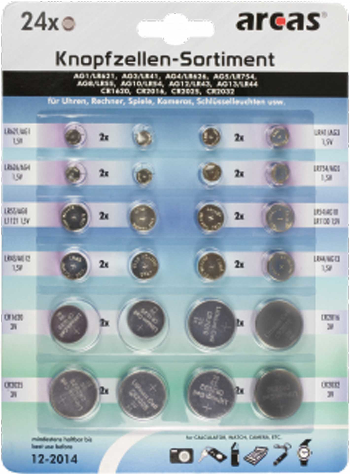 MODELLBAU LINDINGER Knopfzellen-Sortiment Alkaline und Lithium 24-teilig