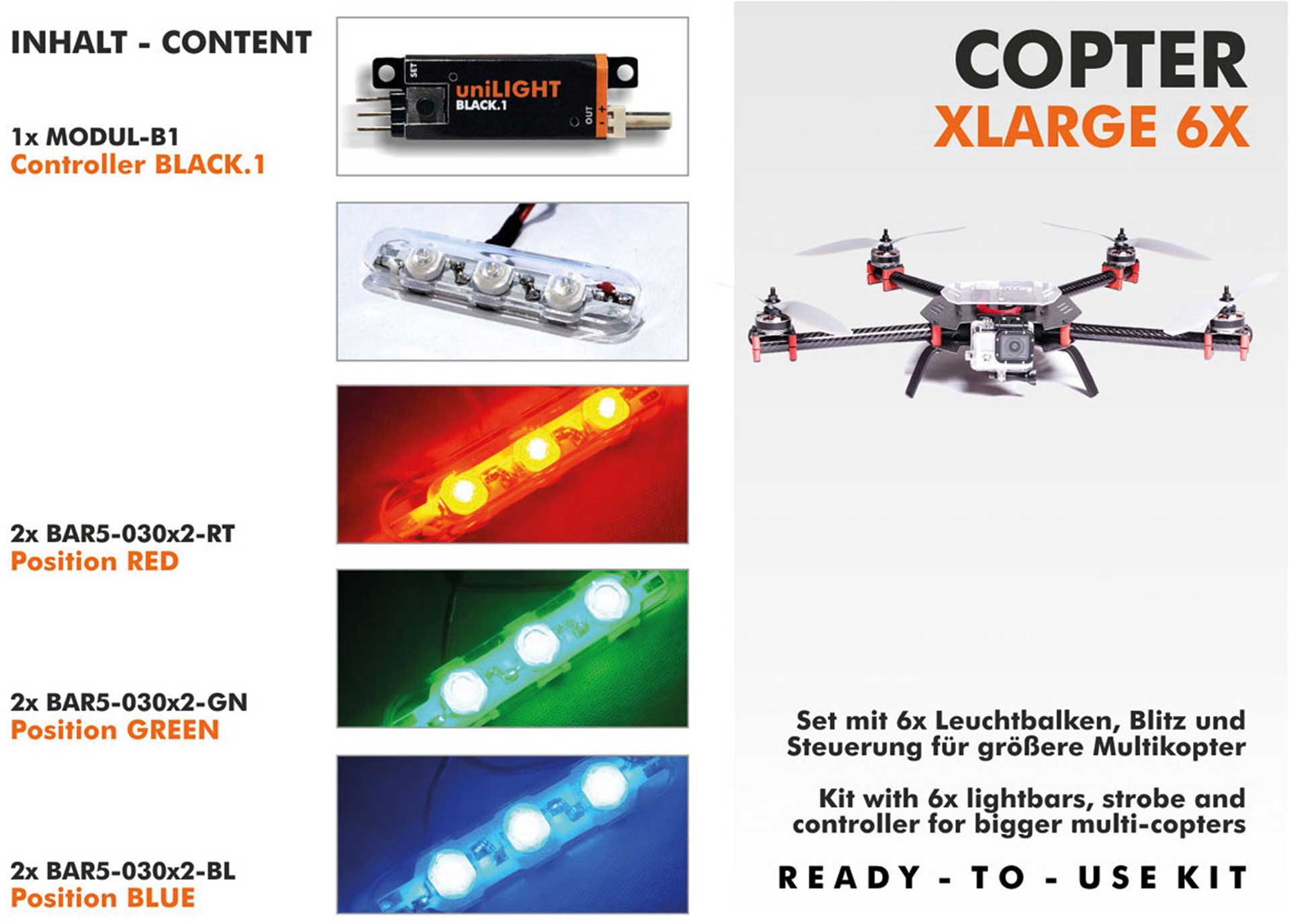UNILIGHT COPTER-XtraLarge Beleuchtungsset (6X)