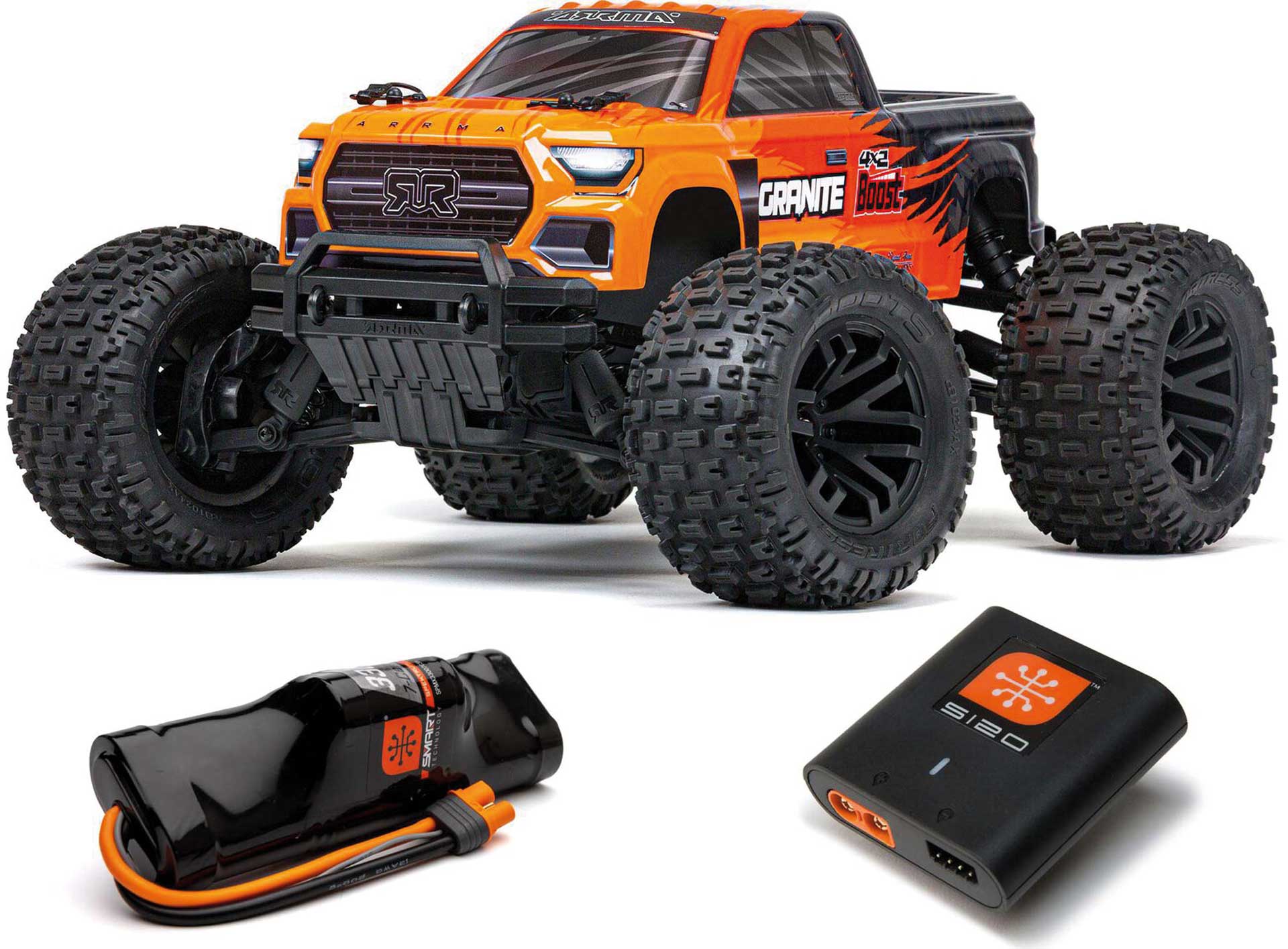 ARRMA GRANITE BOOST 4X2 550 Mega 1/10 MT Smart orange/noir avec batterie/chargeur