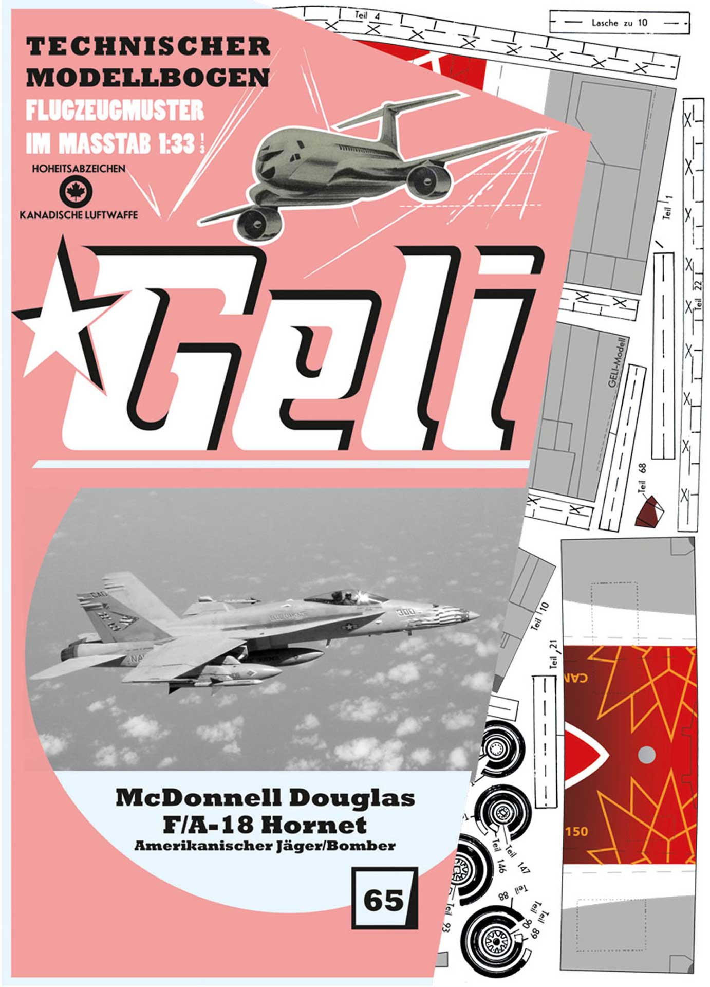 GELI MC DONELL DOUGLAS F-18 # 65 CARDBOARD MODEL