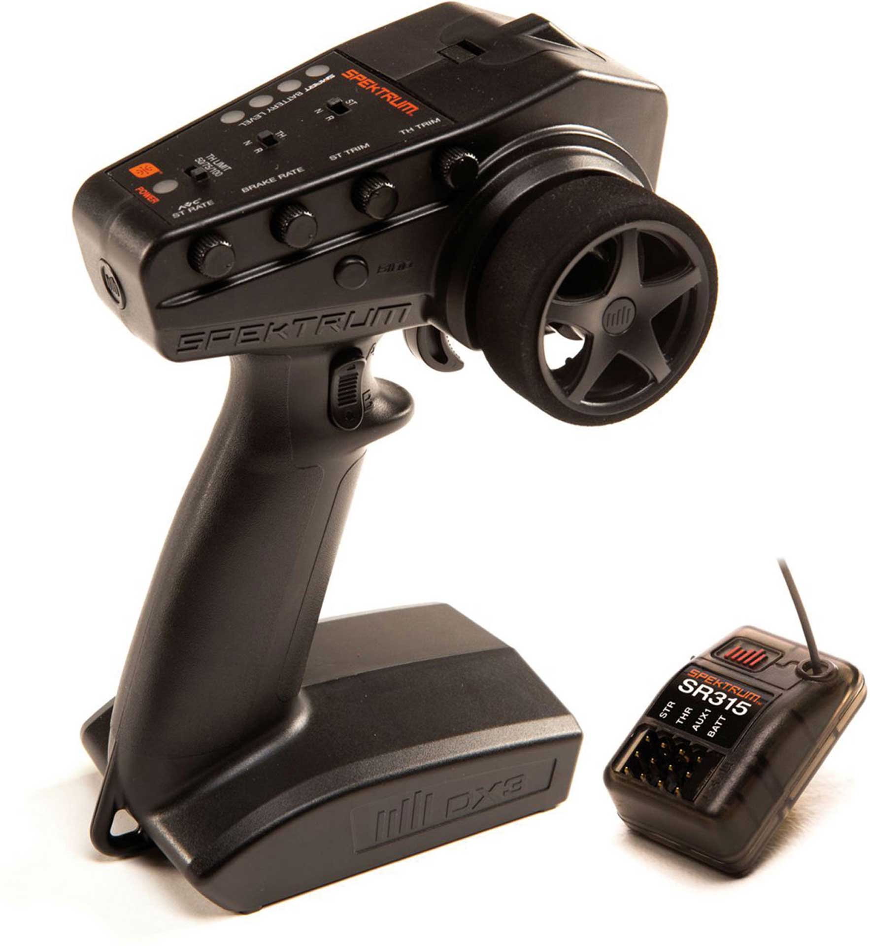 SPEKTRUM DX-3 3-CHANNEL 2.4GHZ REMOTE CONTROL WITH SR315 RECEIVER, GUN TRANSMITTER