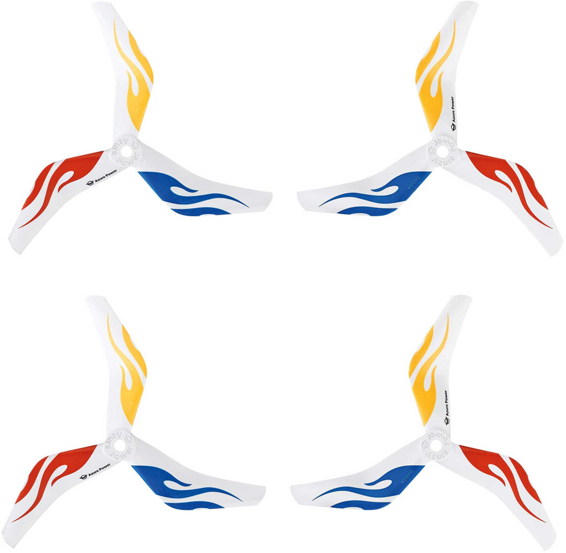AZURE POWER RACE & FREESTYLE 3-BLADES 5045 PROPELLER (PC), WHITE, 10X RIGHT + 10X LEFT