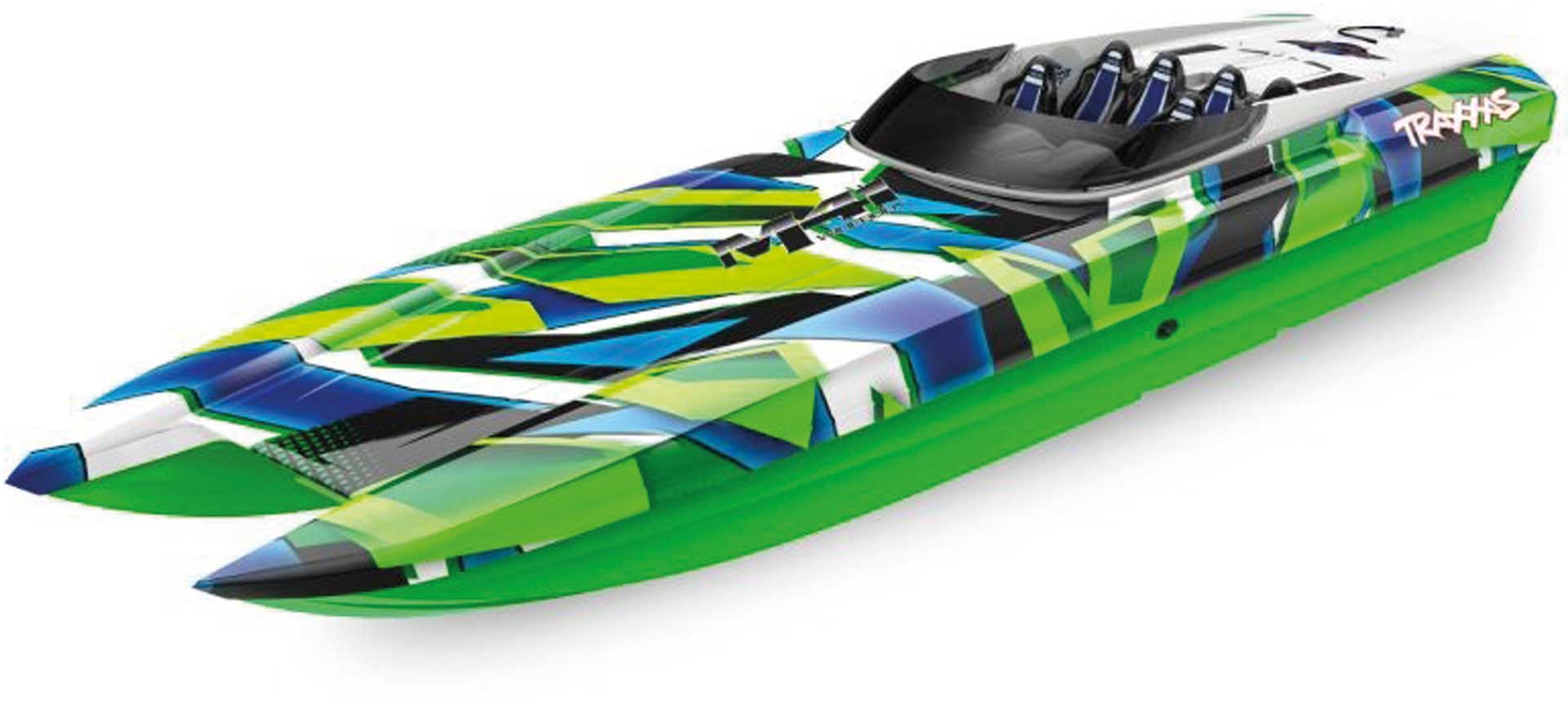 TRAXXAS DCB M41 GREEN/BLUE 40INCH WITHOUT BATTERY/CHARGER BL-CATAMARAN RACING BOAT BRUSHLESS