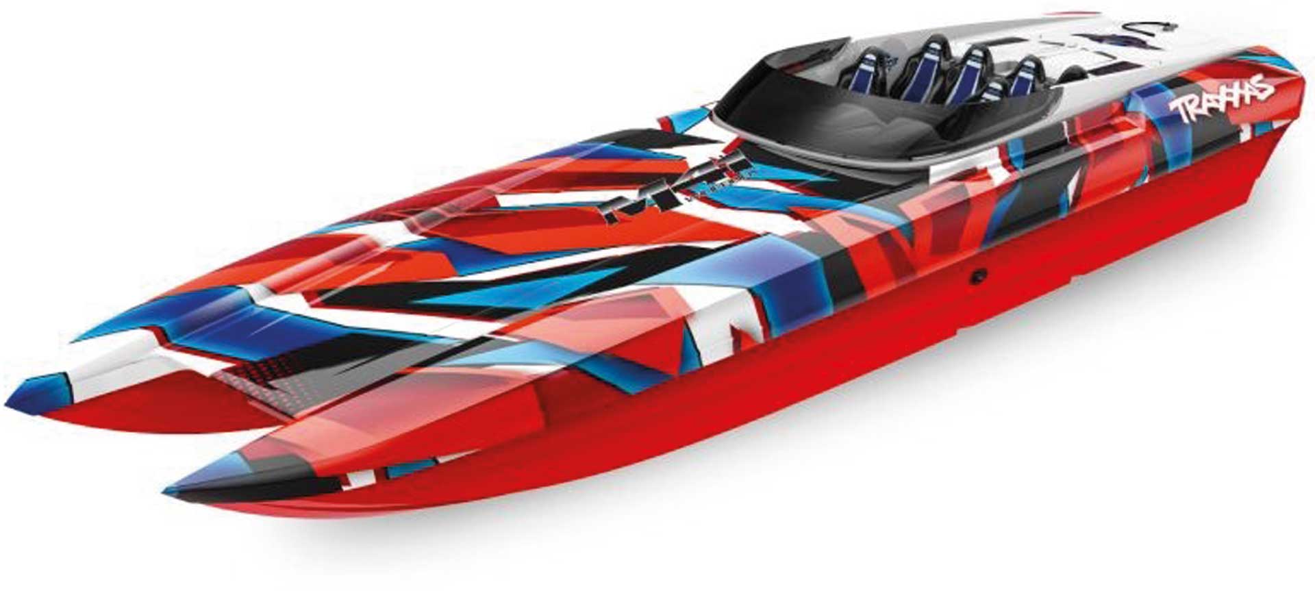 TRAXXAS DCB M41 RED/BLUE 40 INCH WITHOUT BATTERY/CHARGER BL-CATAMARAN-RACING-BOAT BRUSHLESS