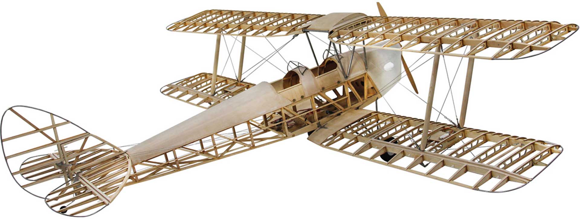 VALUEPLANES TIGER MOTH DEHAVILLAND DH82A WOODEN 1:3,8 2,36M WITH METAL FITTINGS AND GRP
